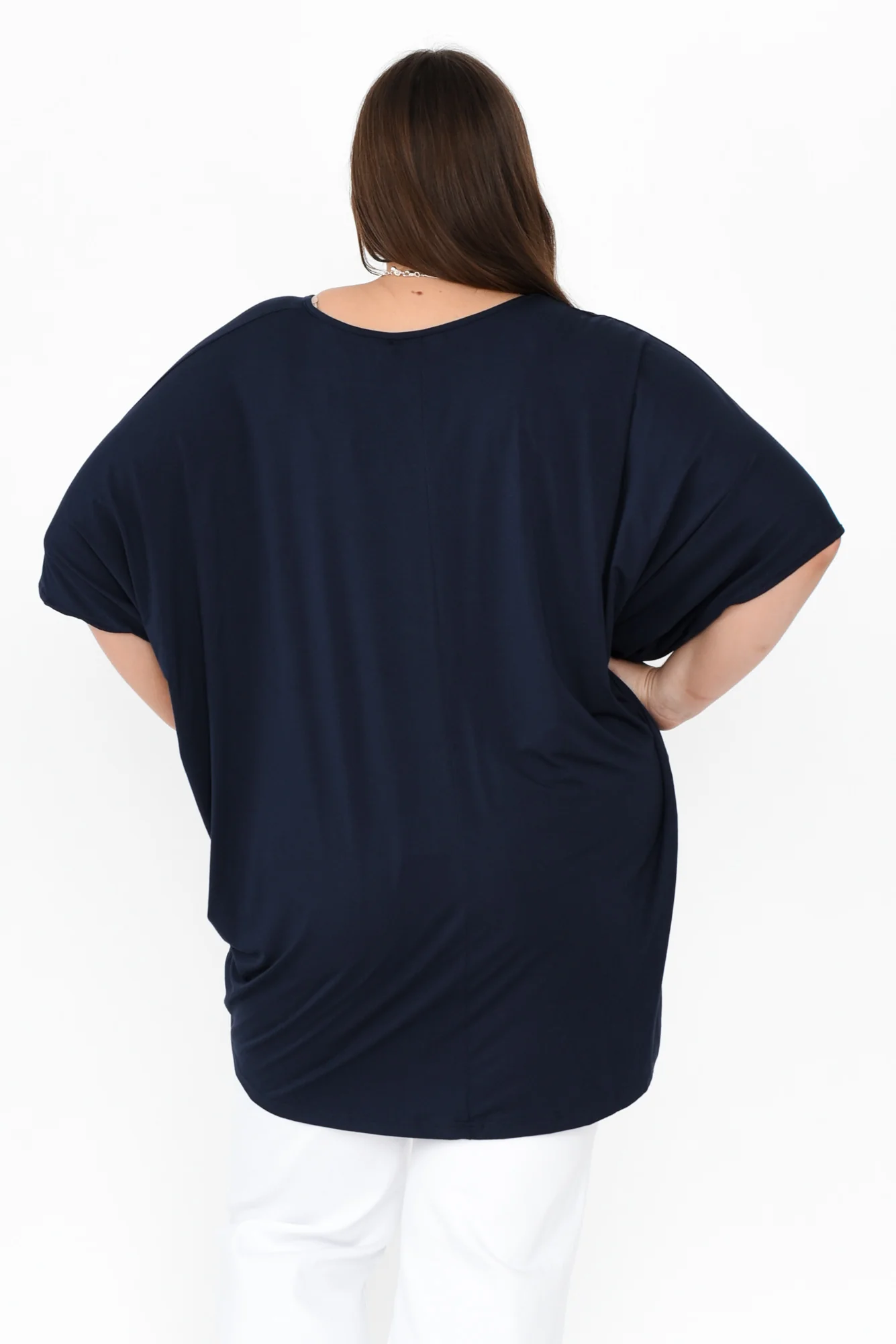 Emory Navy Bamboo Hi Lo Batwing Top