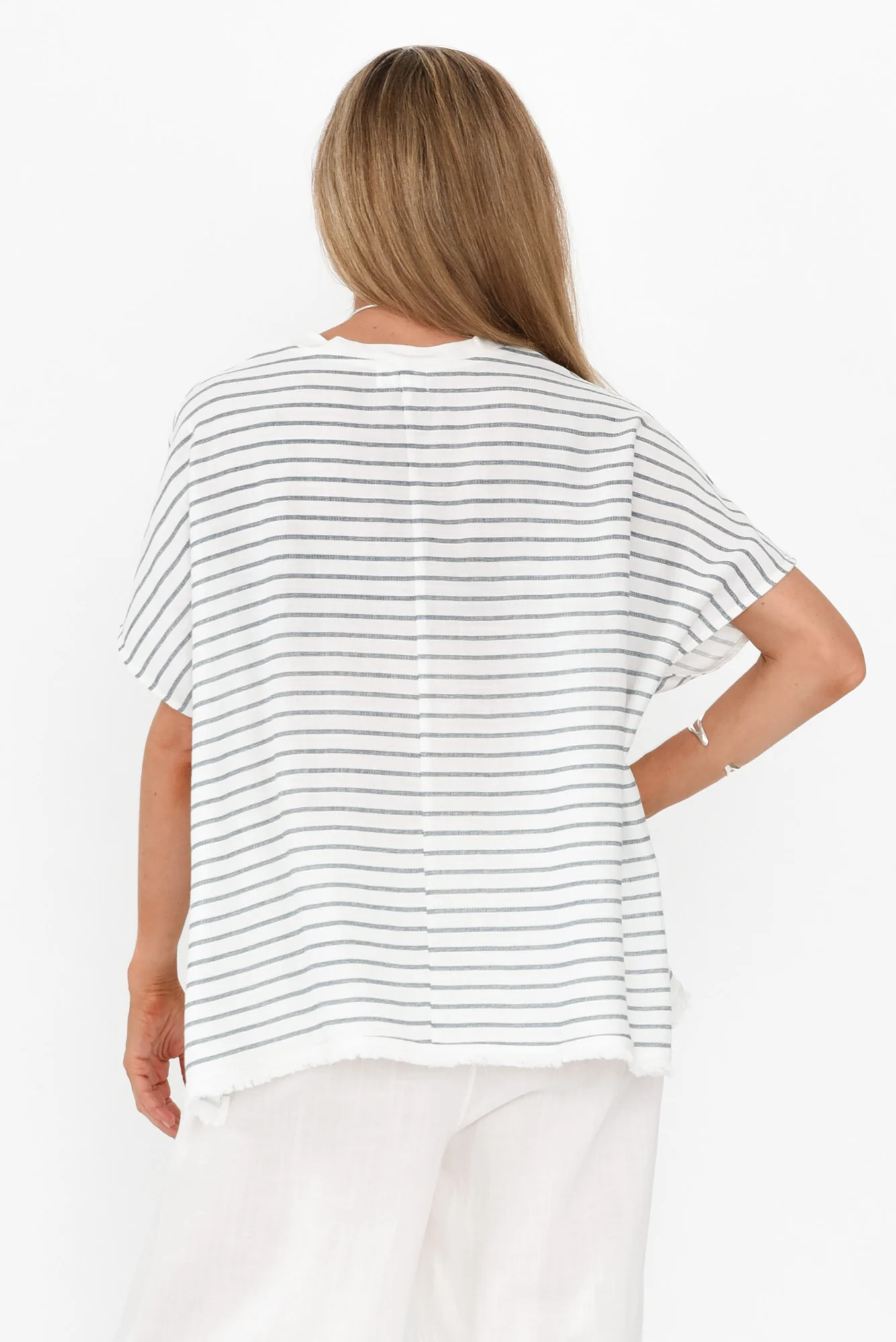 Hanley White Stripe Linen Blend Top