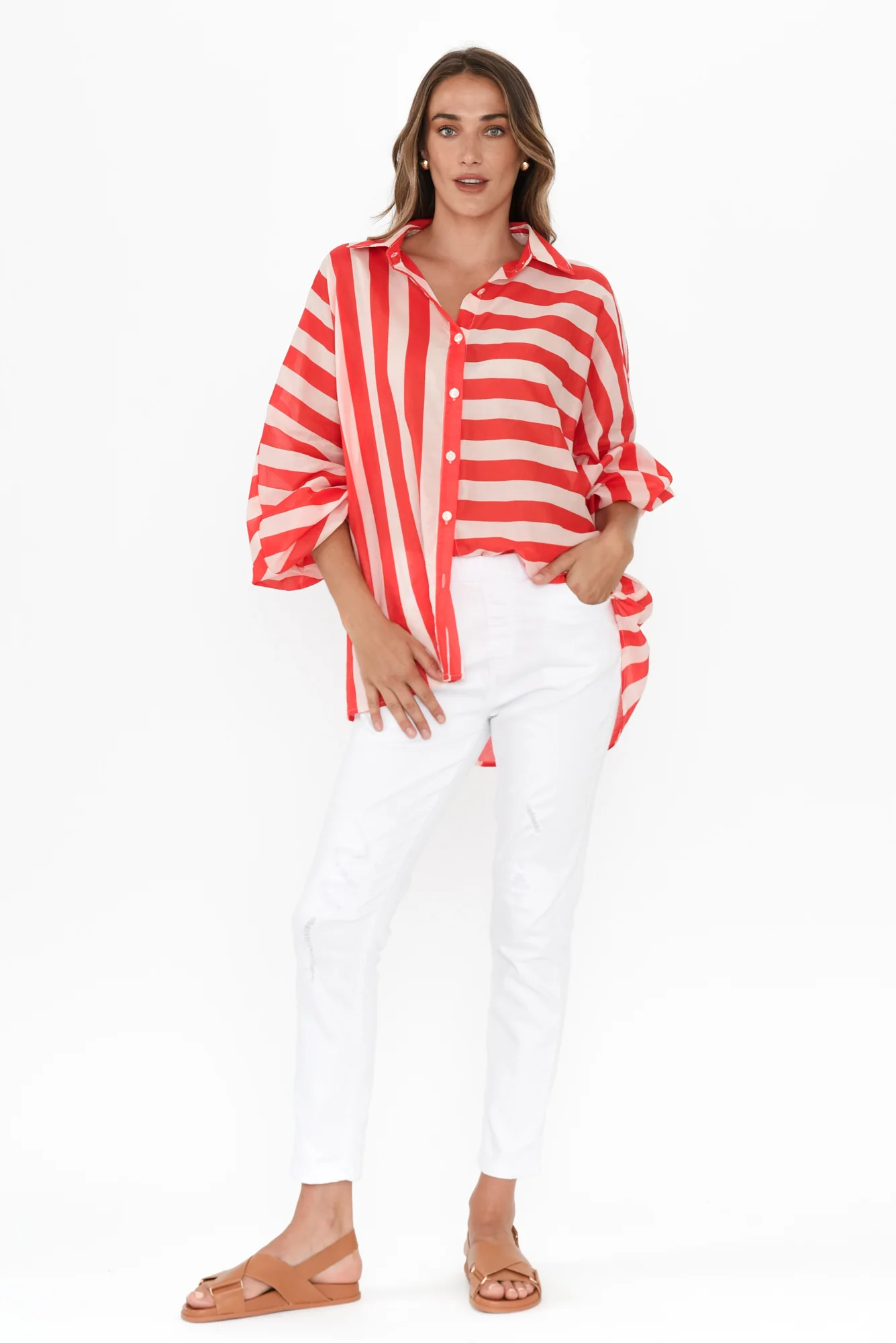 Cliffside Red Stripe Cotton Shirt