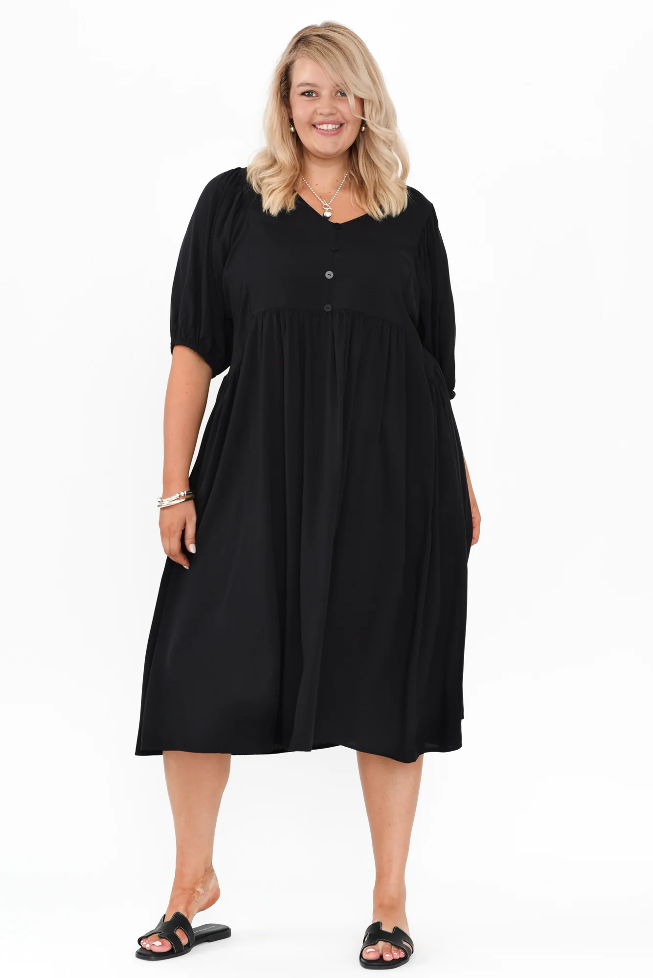 Pansy Black Pocket Dress