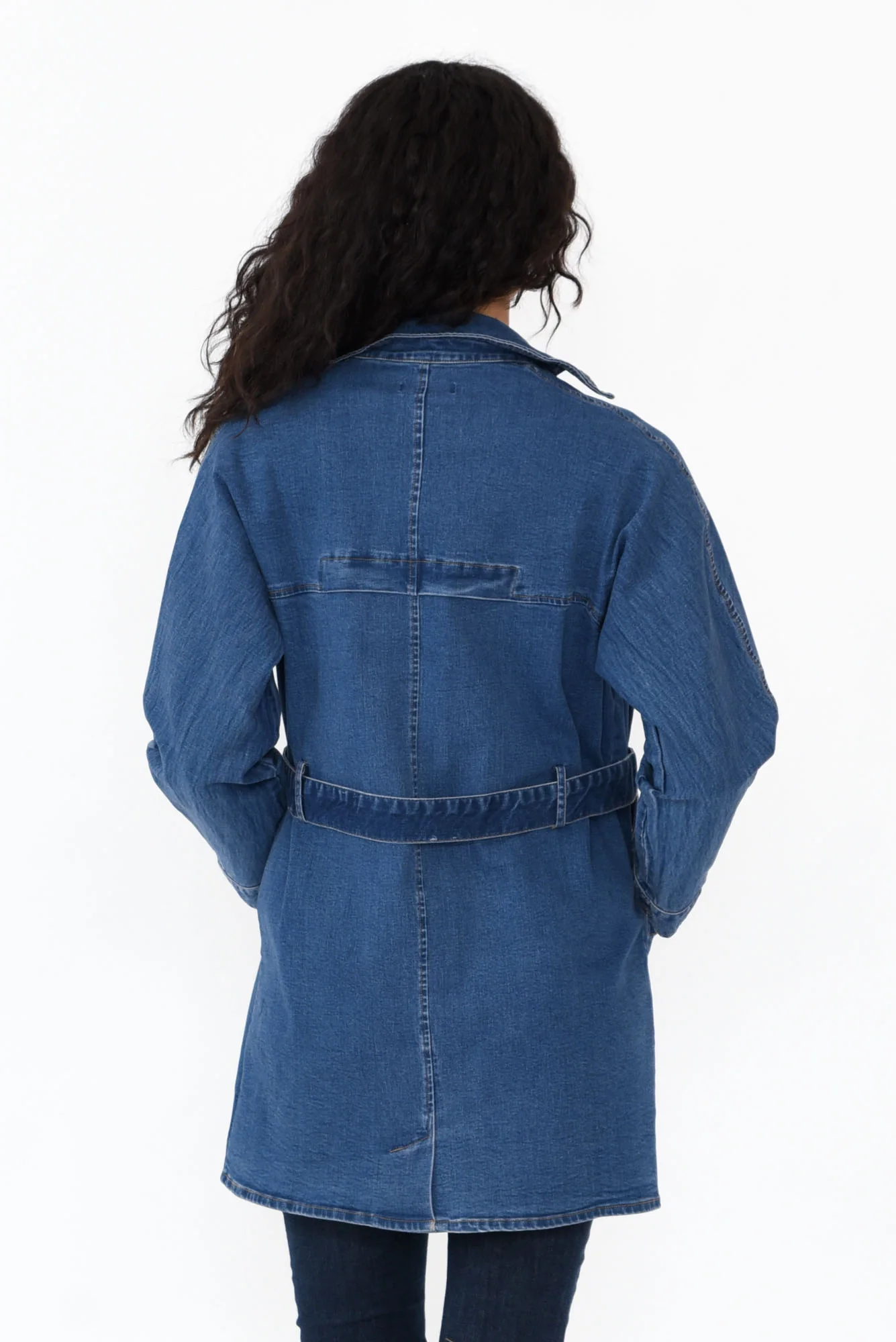 Brynn Blue Denim Tie Coat