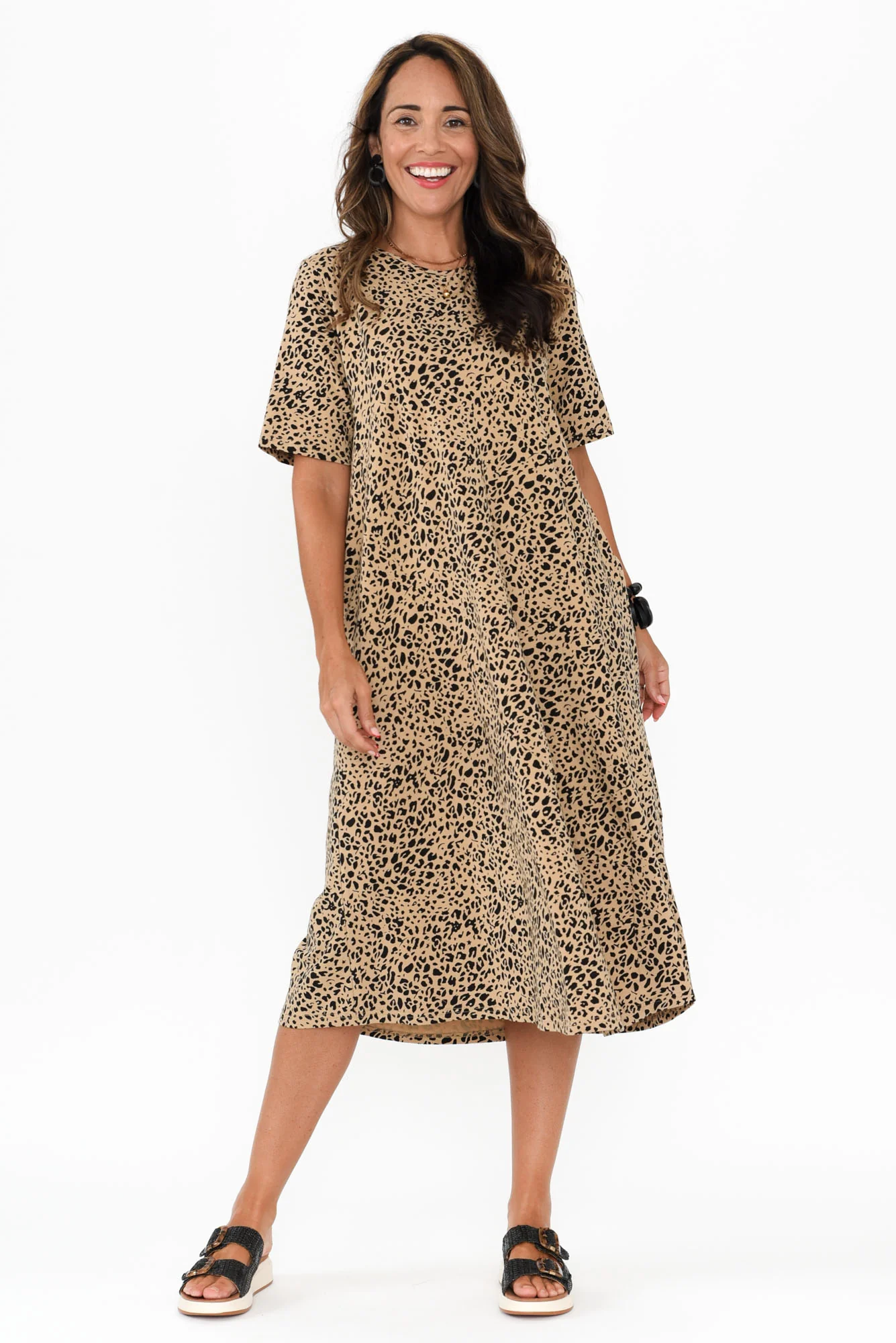 Bronte Brown Leopard Cotton Tee Dress