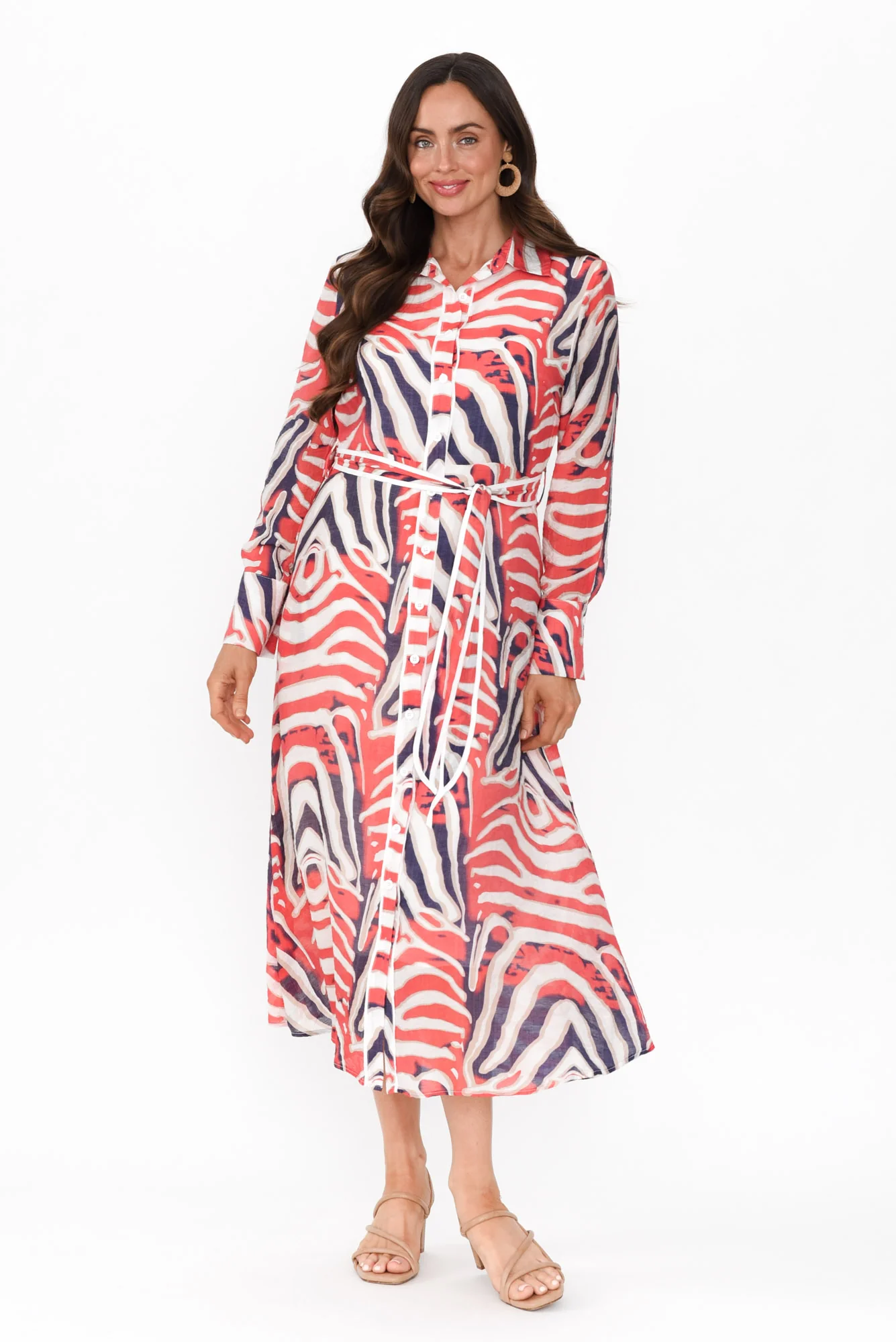 Ganya Orange Animal Cotton Blend Dress