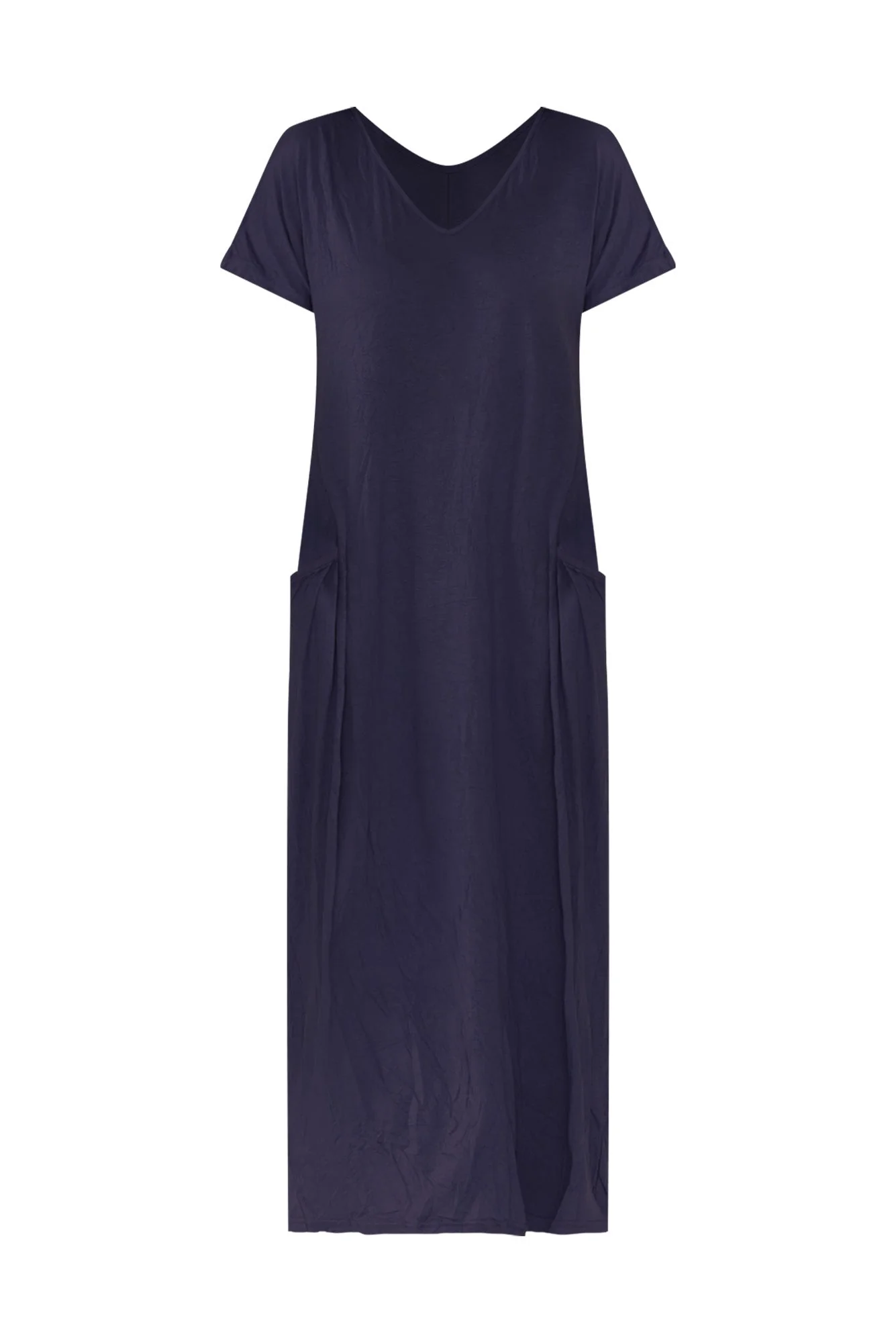 Travel Dark Navy Crinkle Cotton Maxi Dress