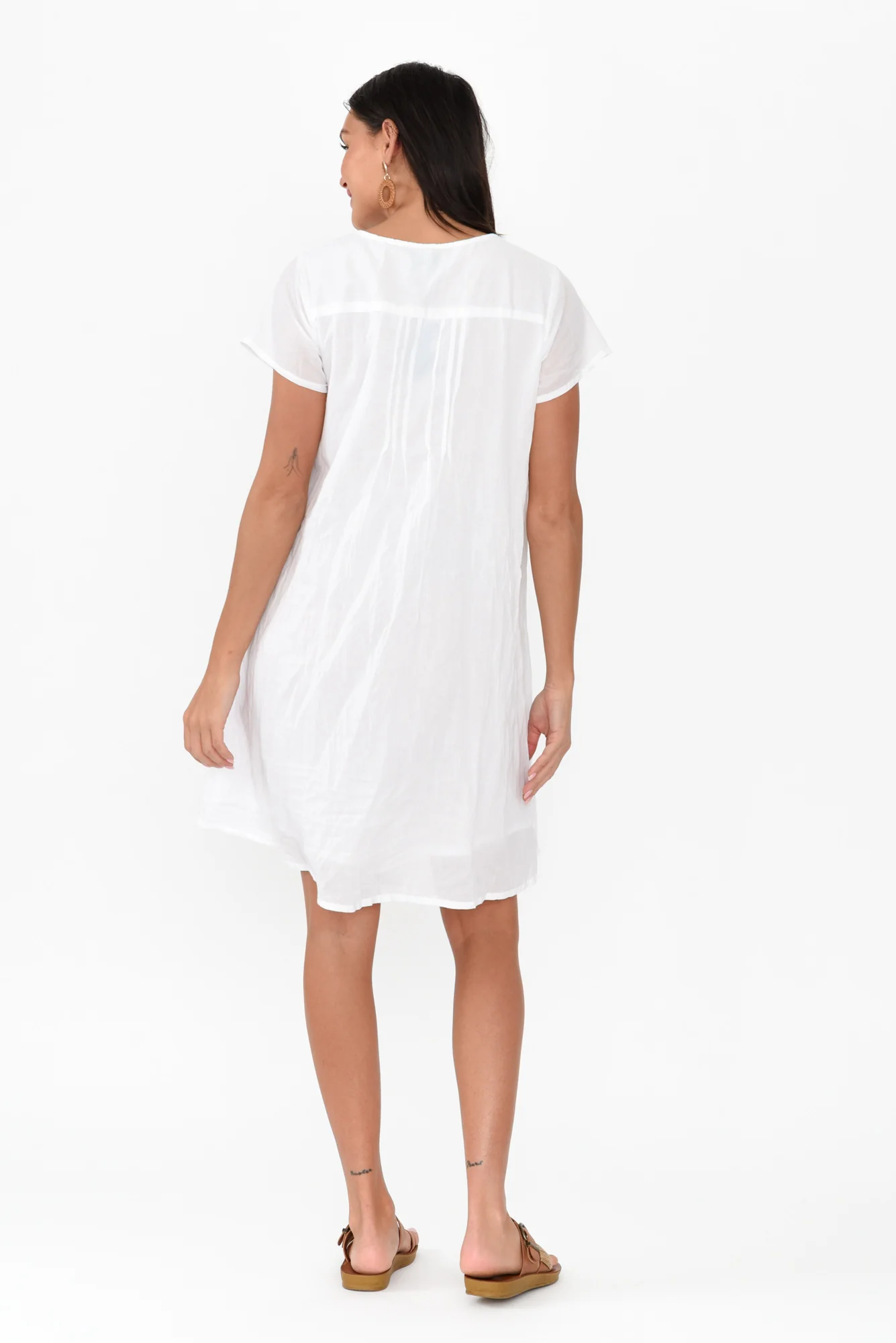 Sabina White Crinkle Cotton Dress