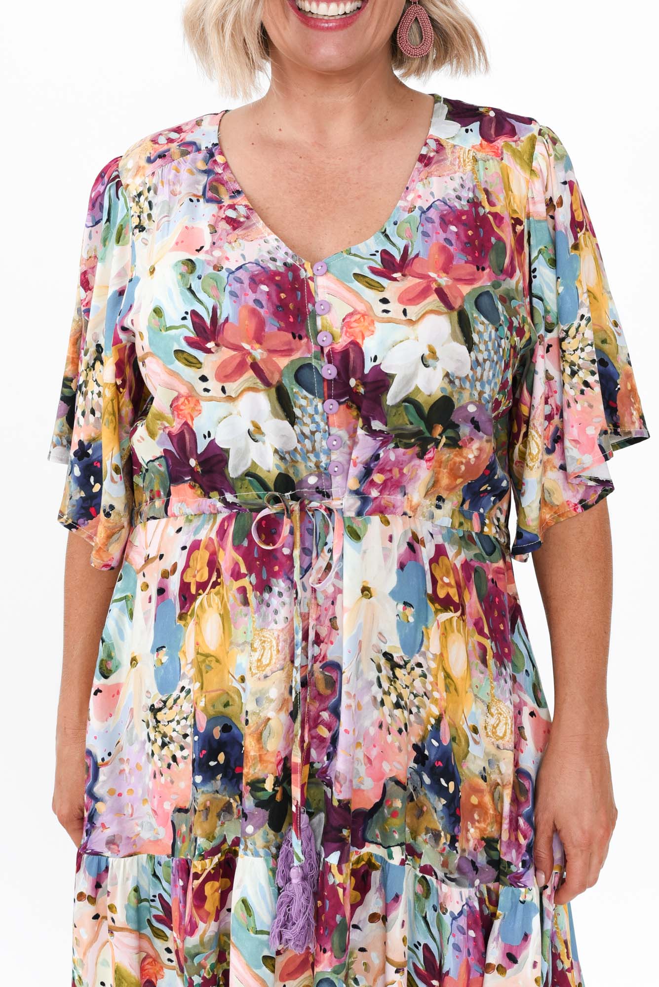 Quinne Purple Floral Tier Dress