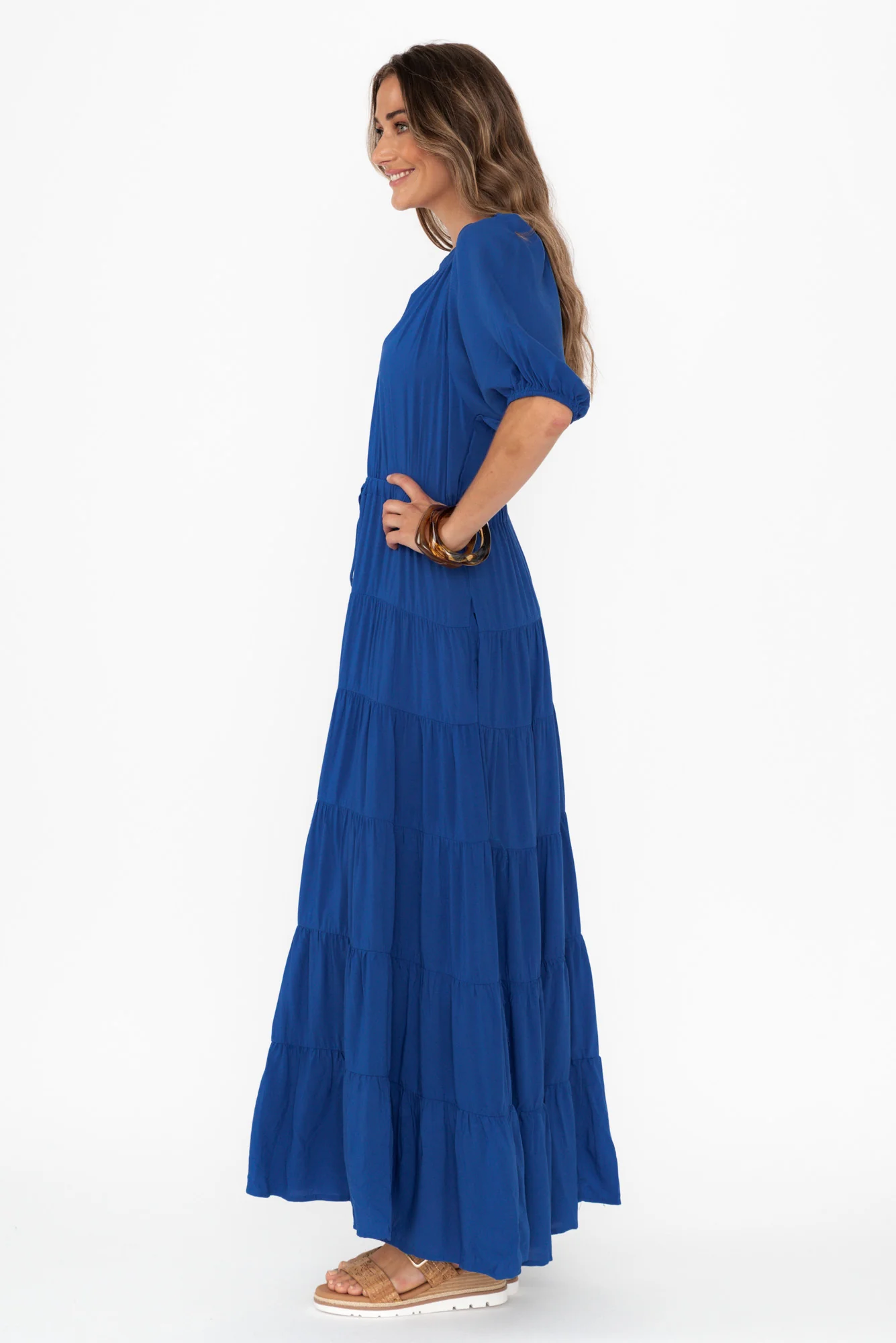 Aleja Cobalt Drawstring Tier Dress