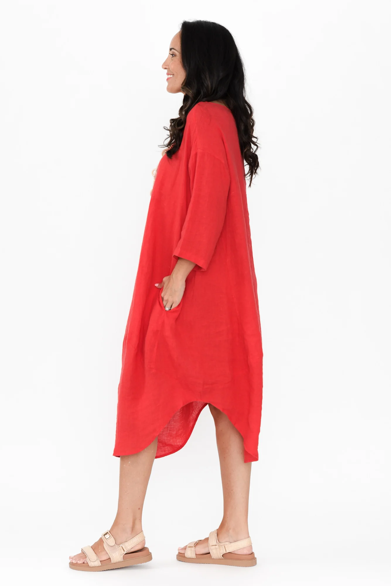 Kana Red Linen Dress