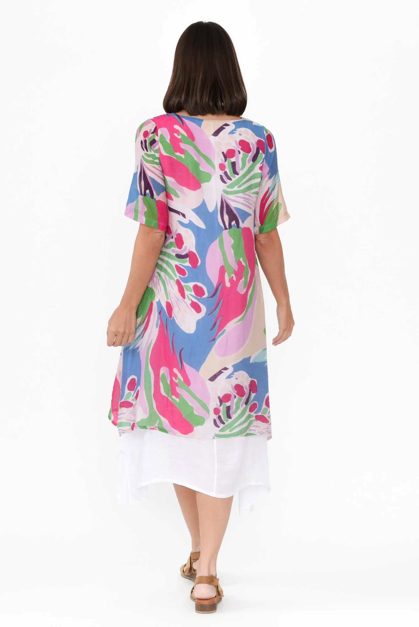Nala Blue Tropical Layers Dress
