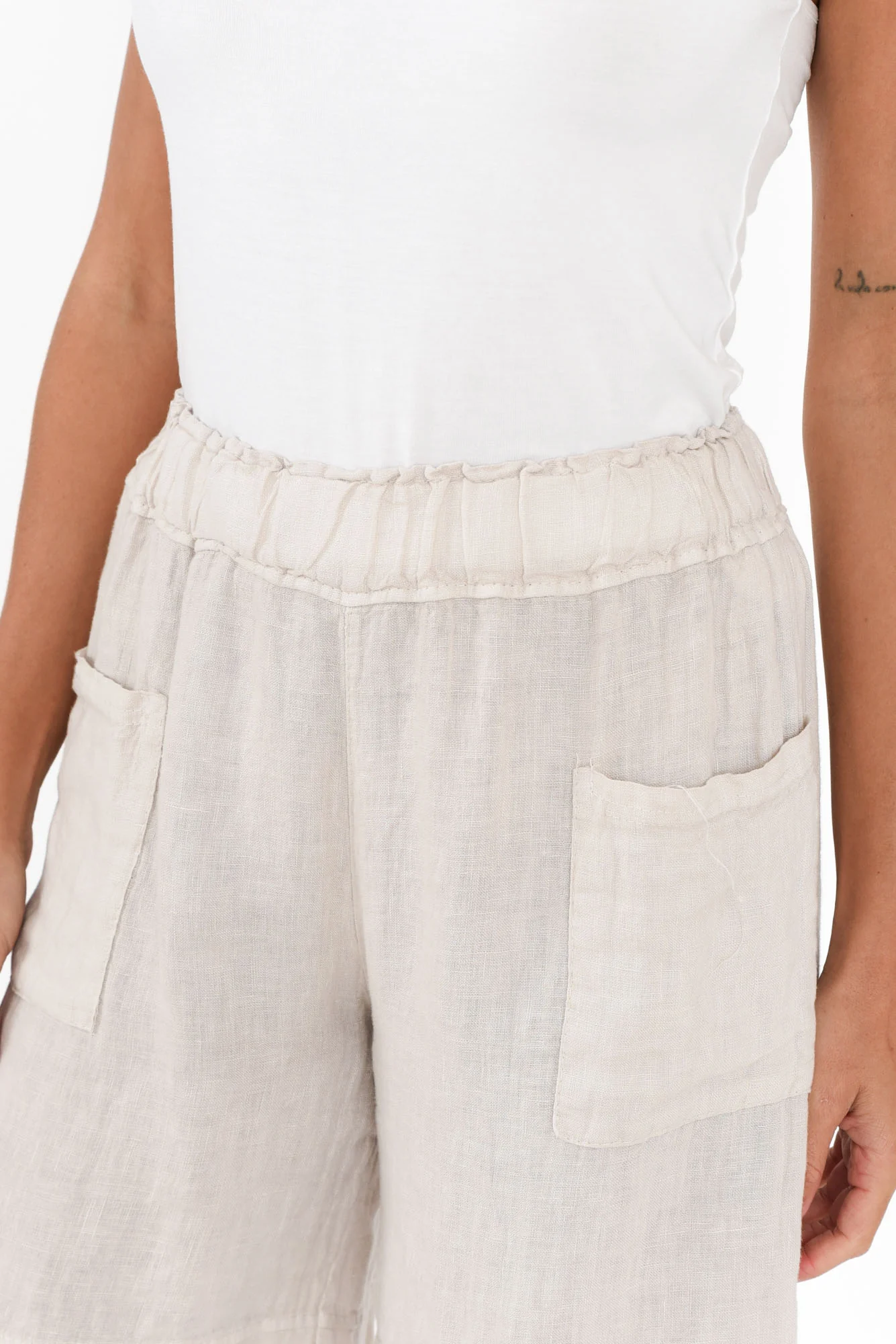 Oxley Beige Linen Pocket Shorts
