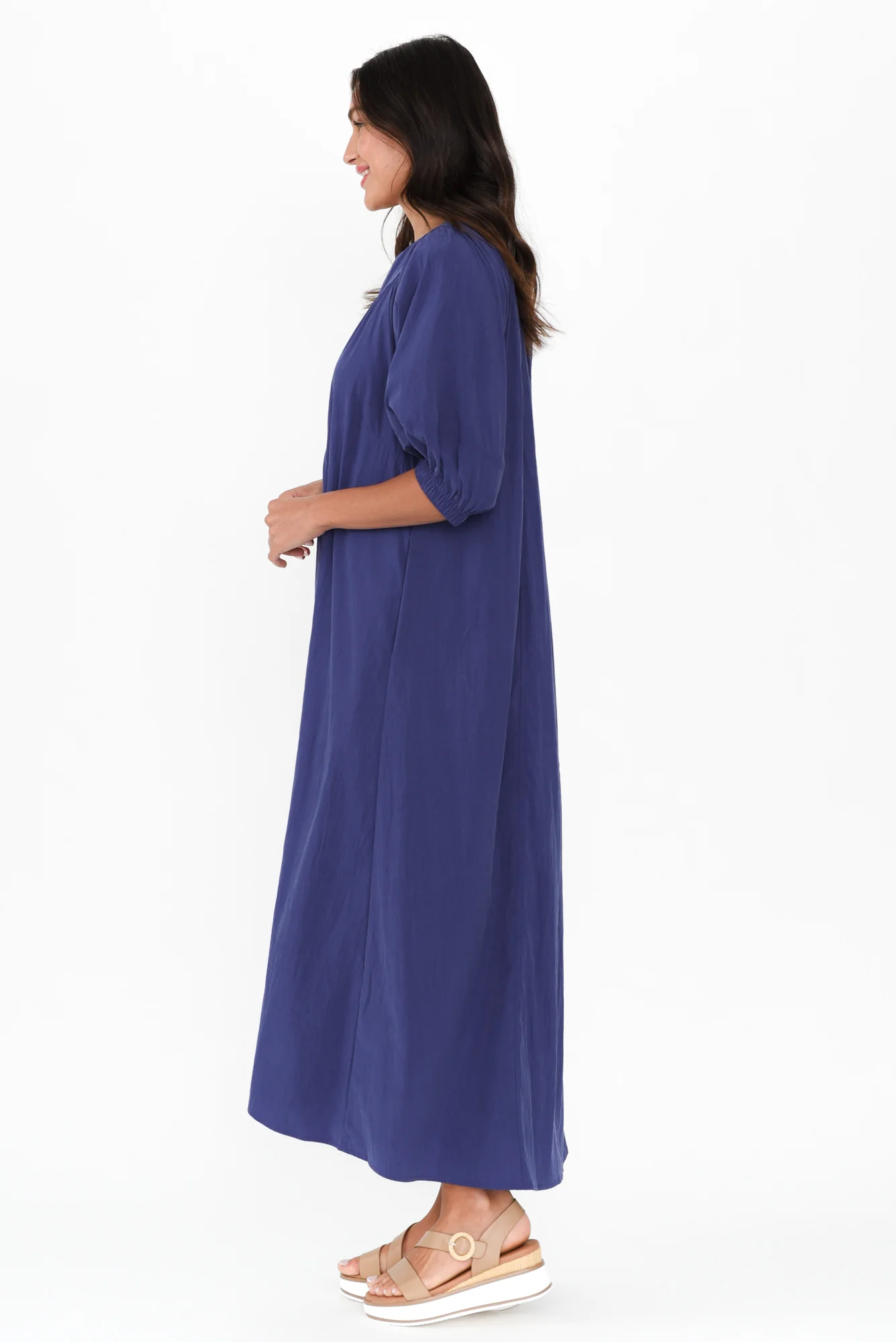 Nellie Blue Pocket Midi Dress
