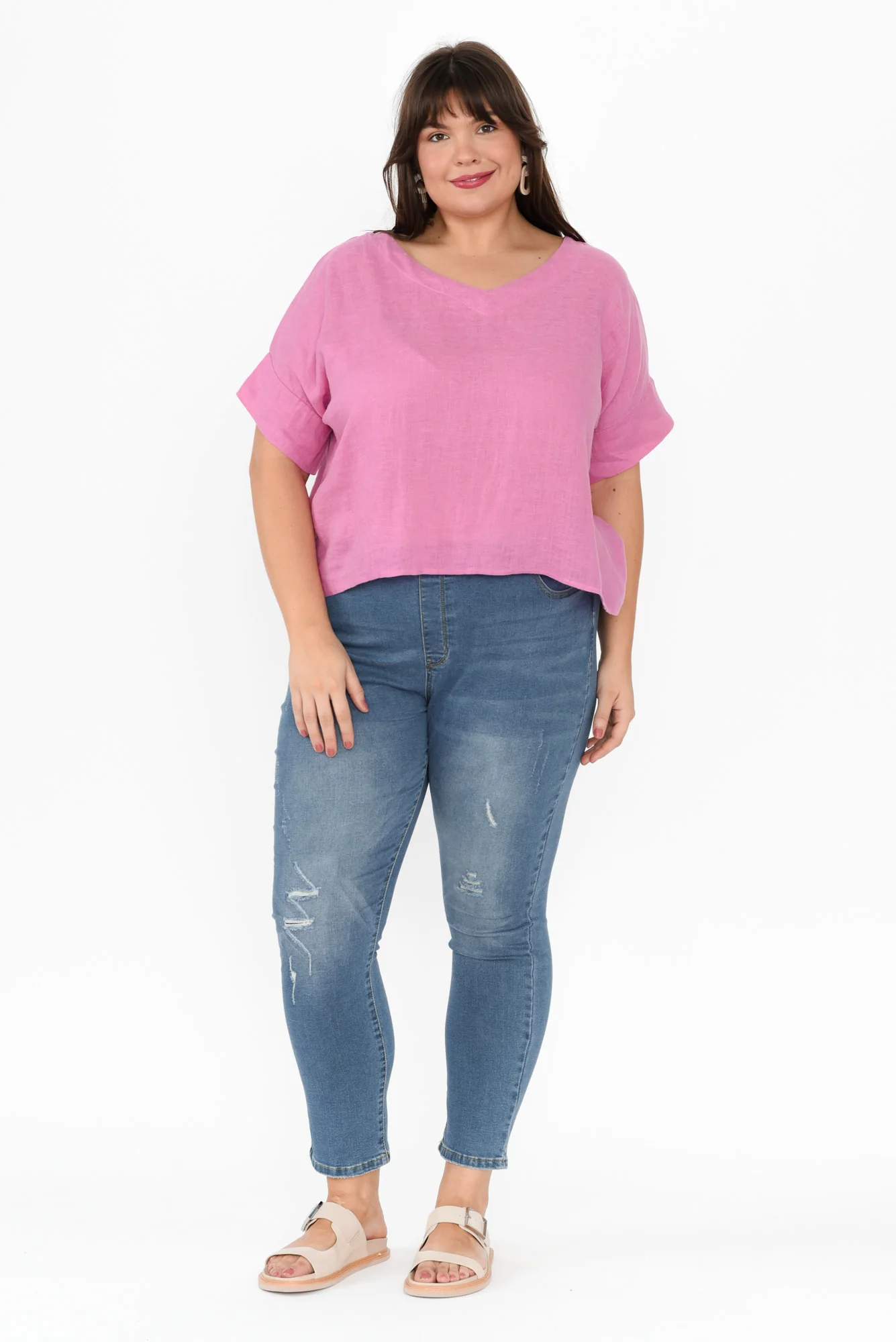 Kiro Pink Linen Top