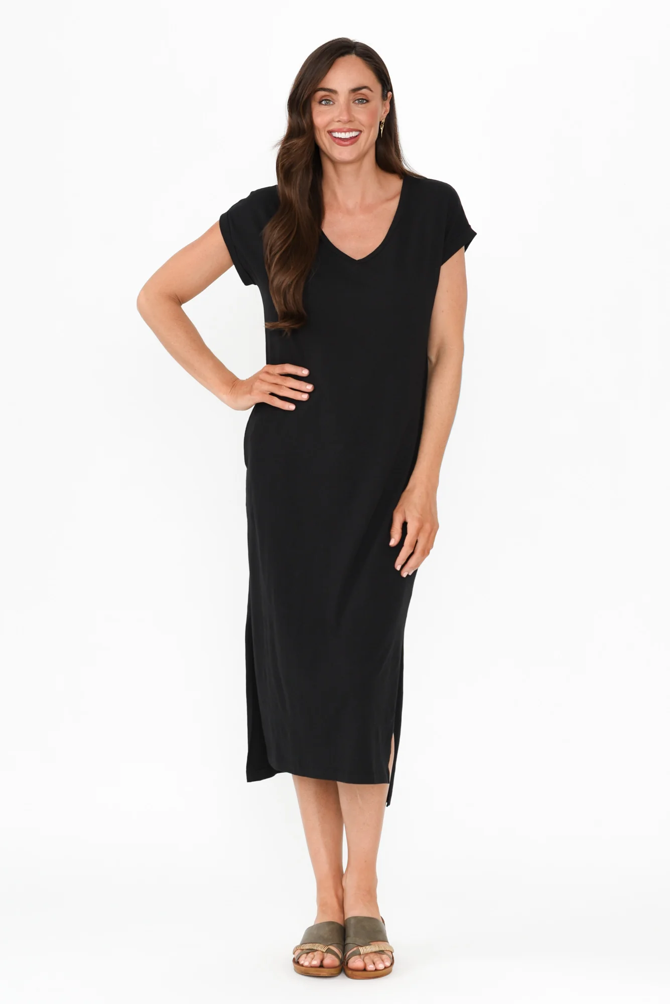 Lavin Black Cotton Stretch Dress