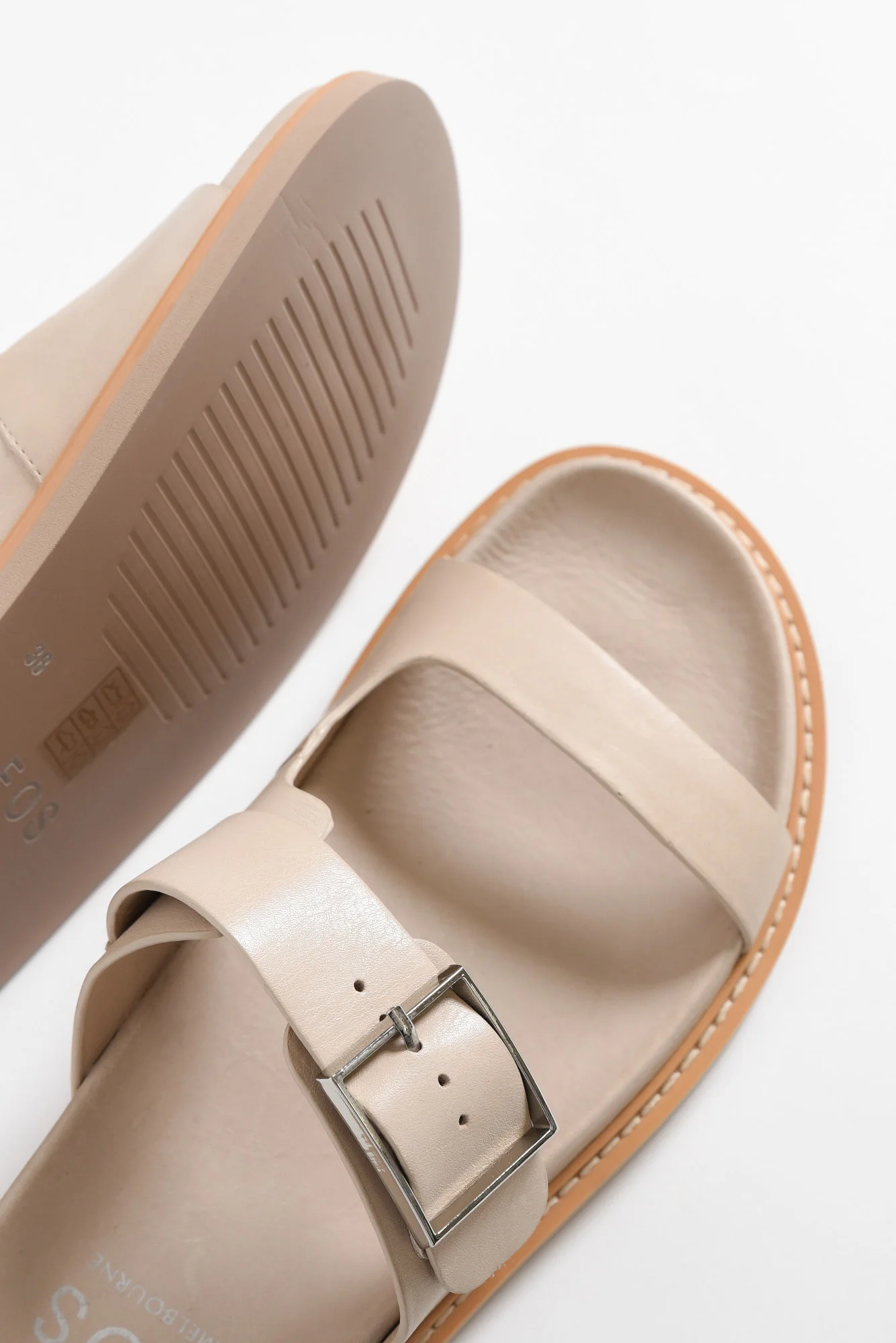 Dedra Beige Leather Slide