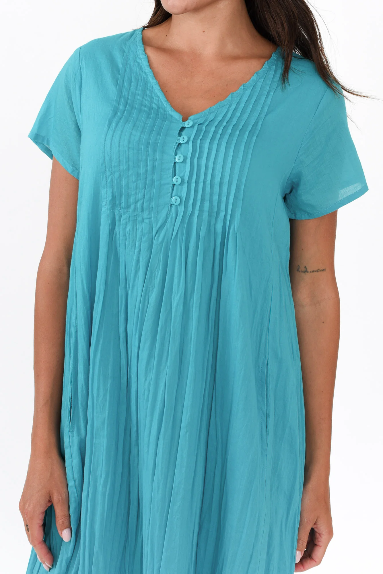 Sabina Sky Blue Crinkle Cotton Dress