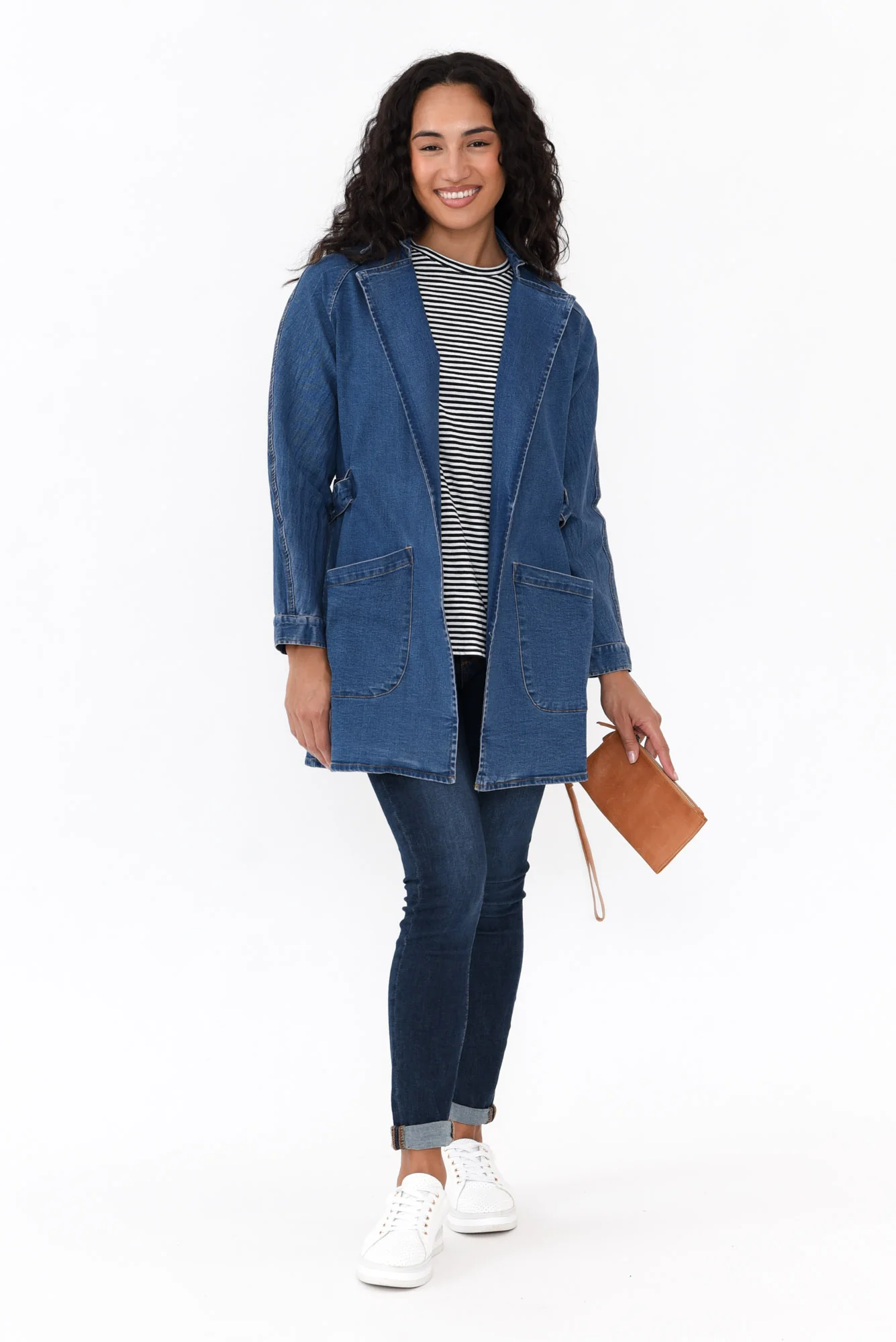 Brynn Blue Denim Tie Coat