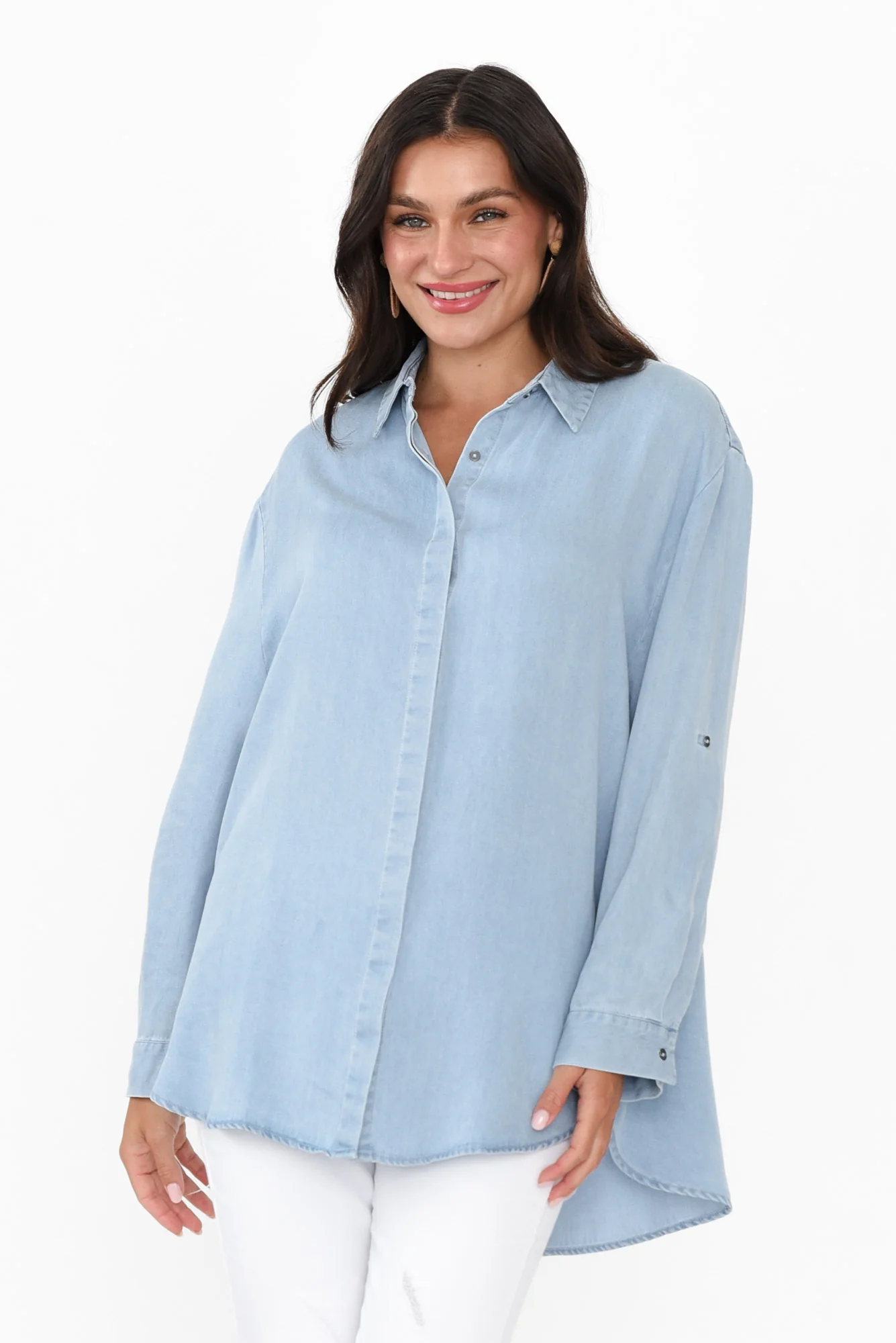 Jenaya Blue Chambray Collared Shirt