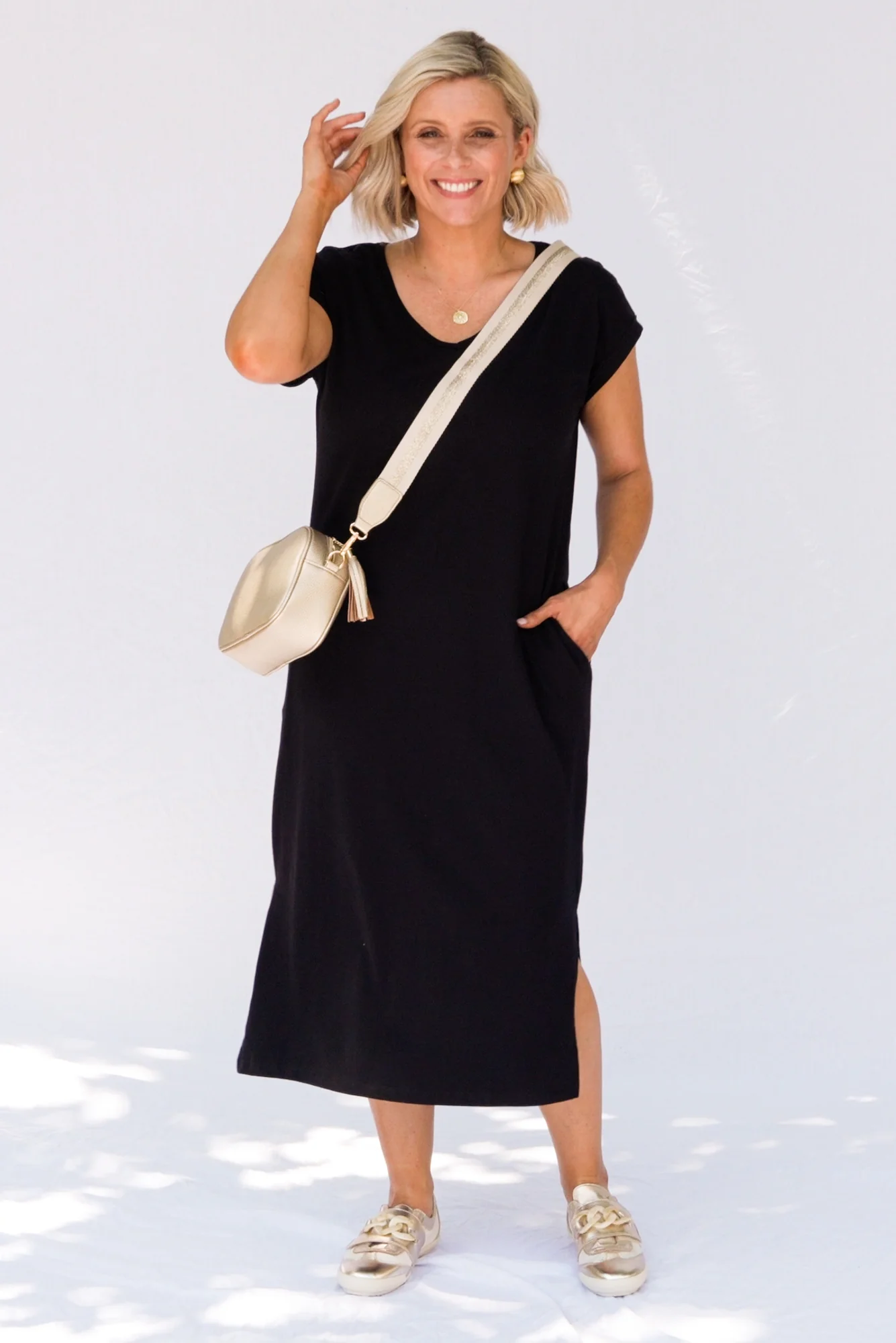 Lavin Black Cotton Stretch Dress