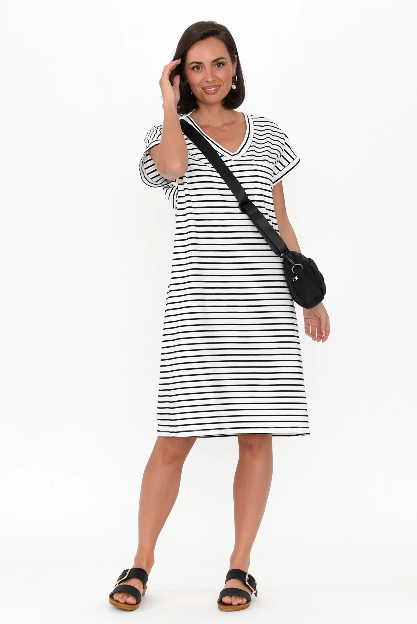 Zena Black Stripe T-Shirt Dress