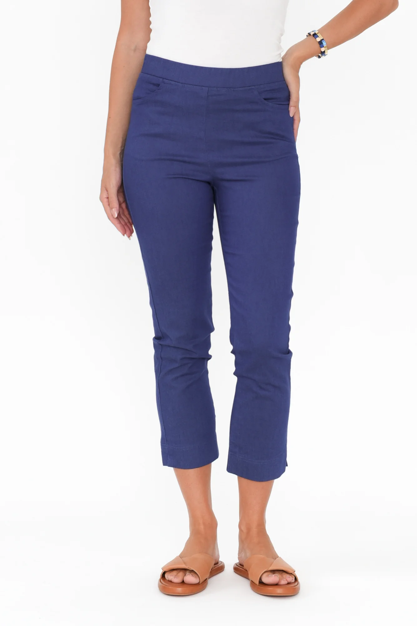 Monza Dark Blue Stretch 7/8 Pants