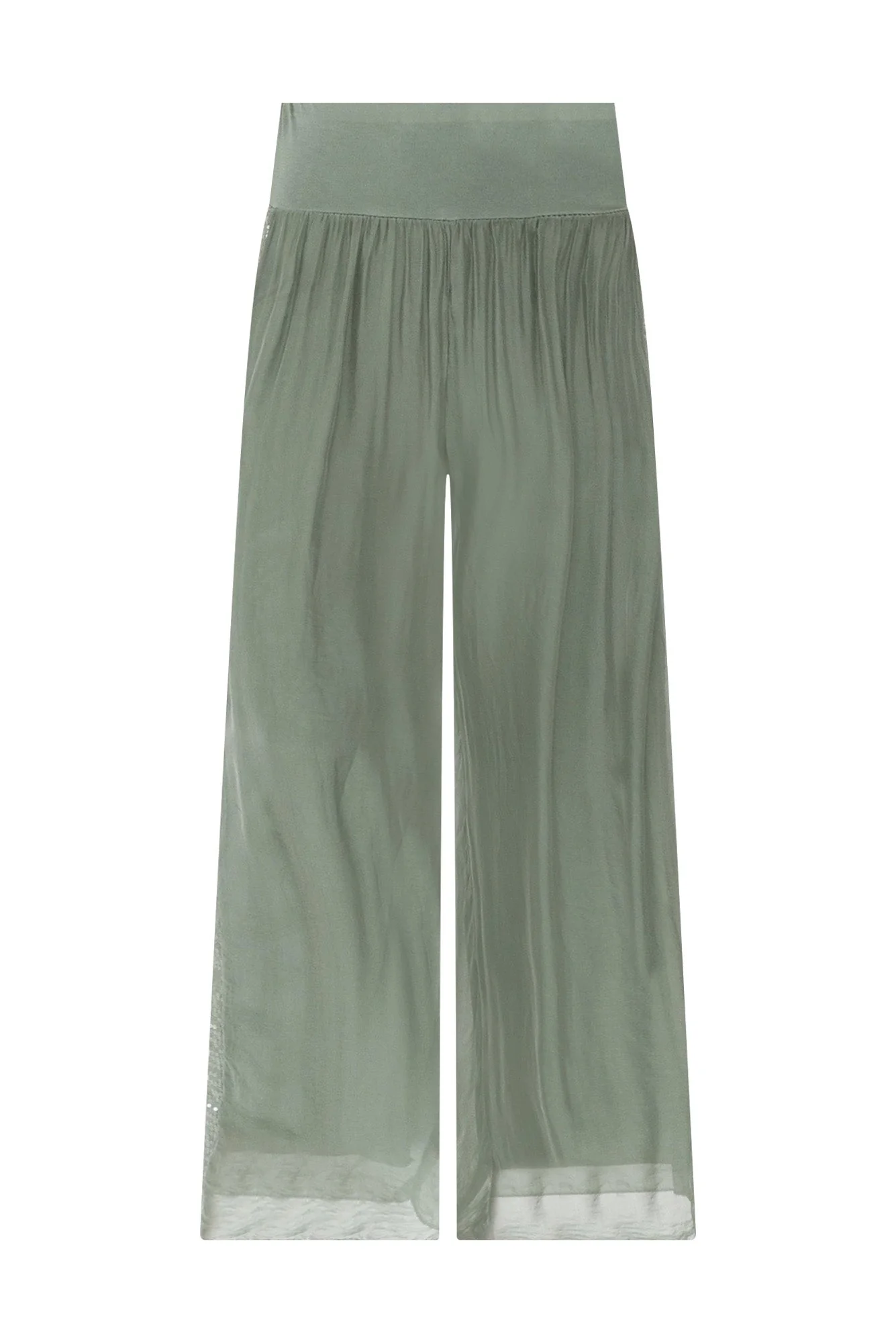 Anaya Khaki Silk Sequin Layer Pants