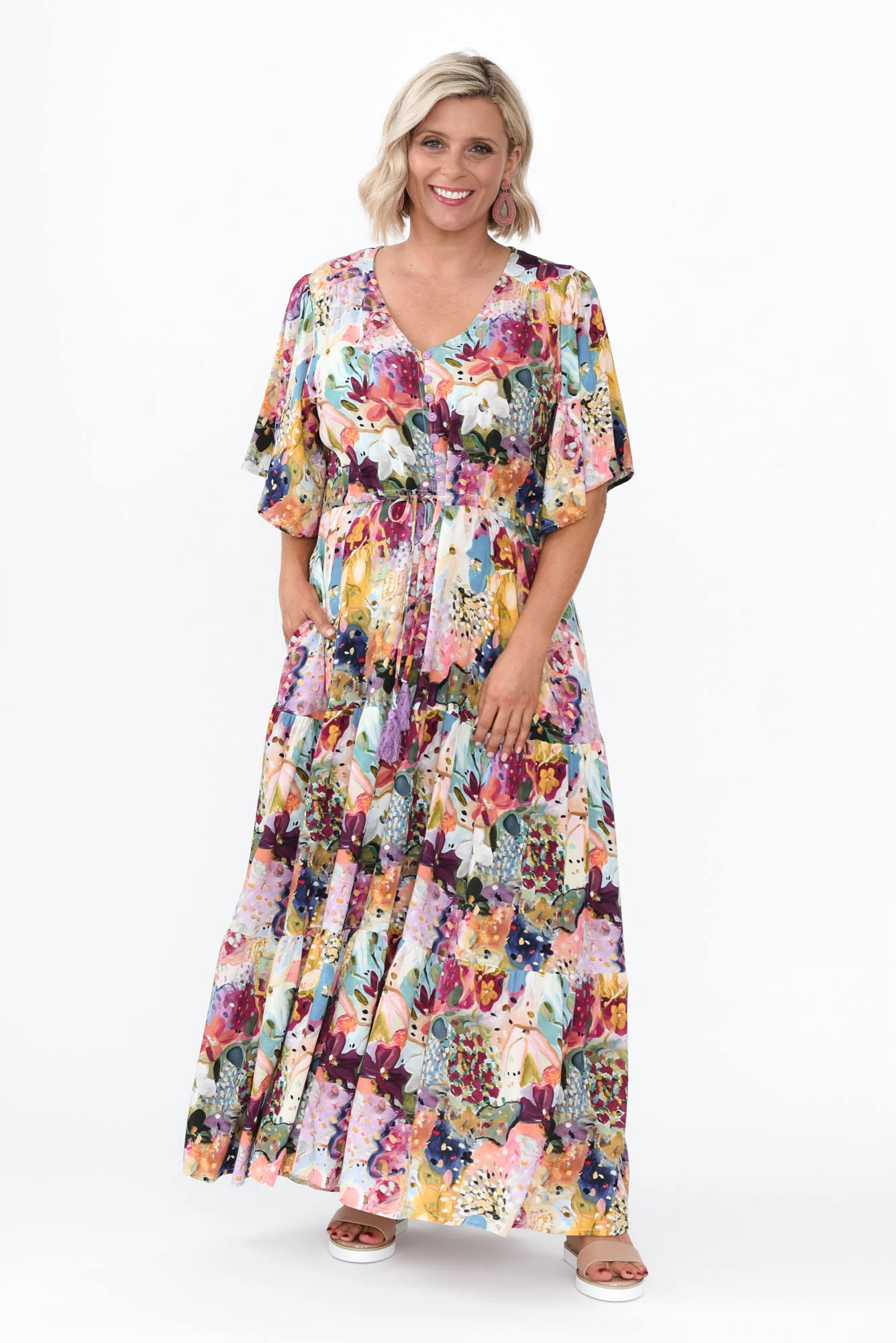 Quinne Purple Floral Tier Dress