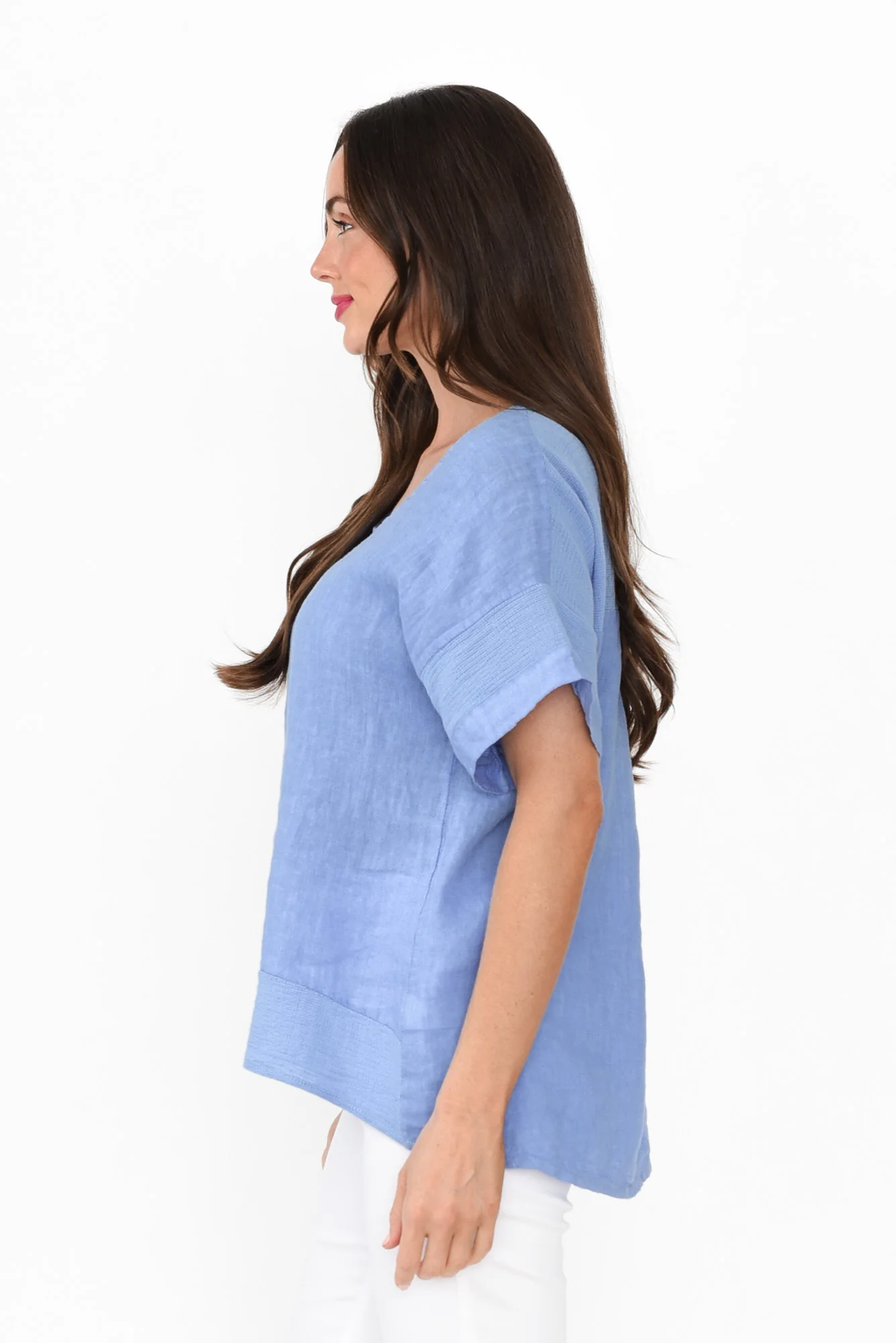 Kaya Blue Linen Top