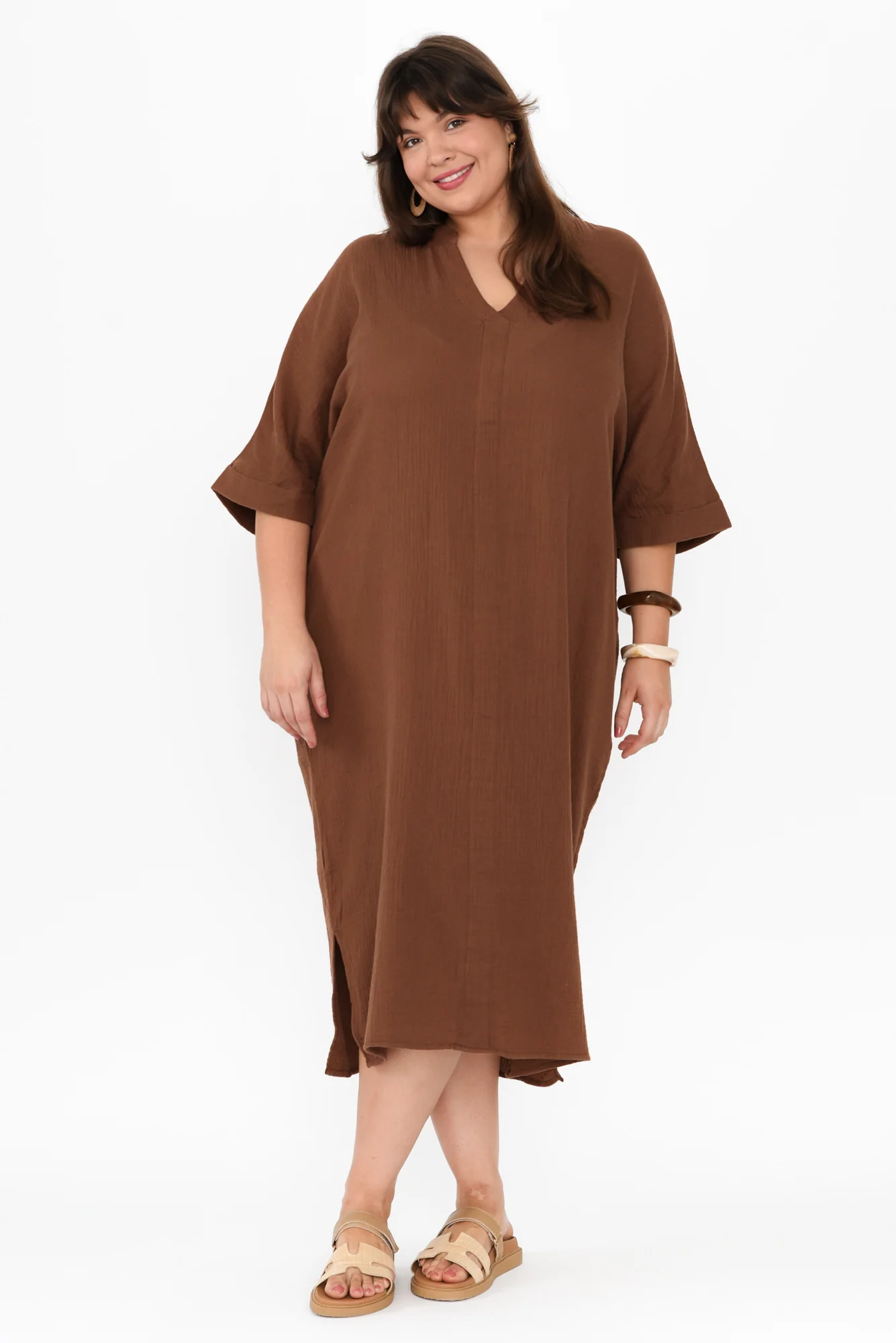 Juniper Mocha Cotton Cheesecloth Dress