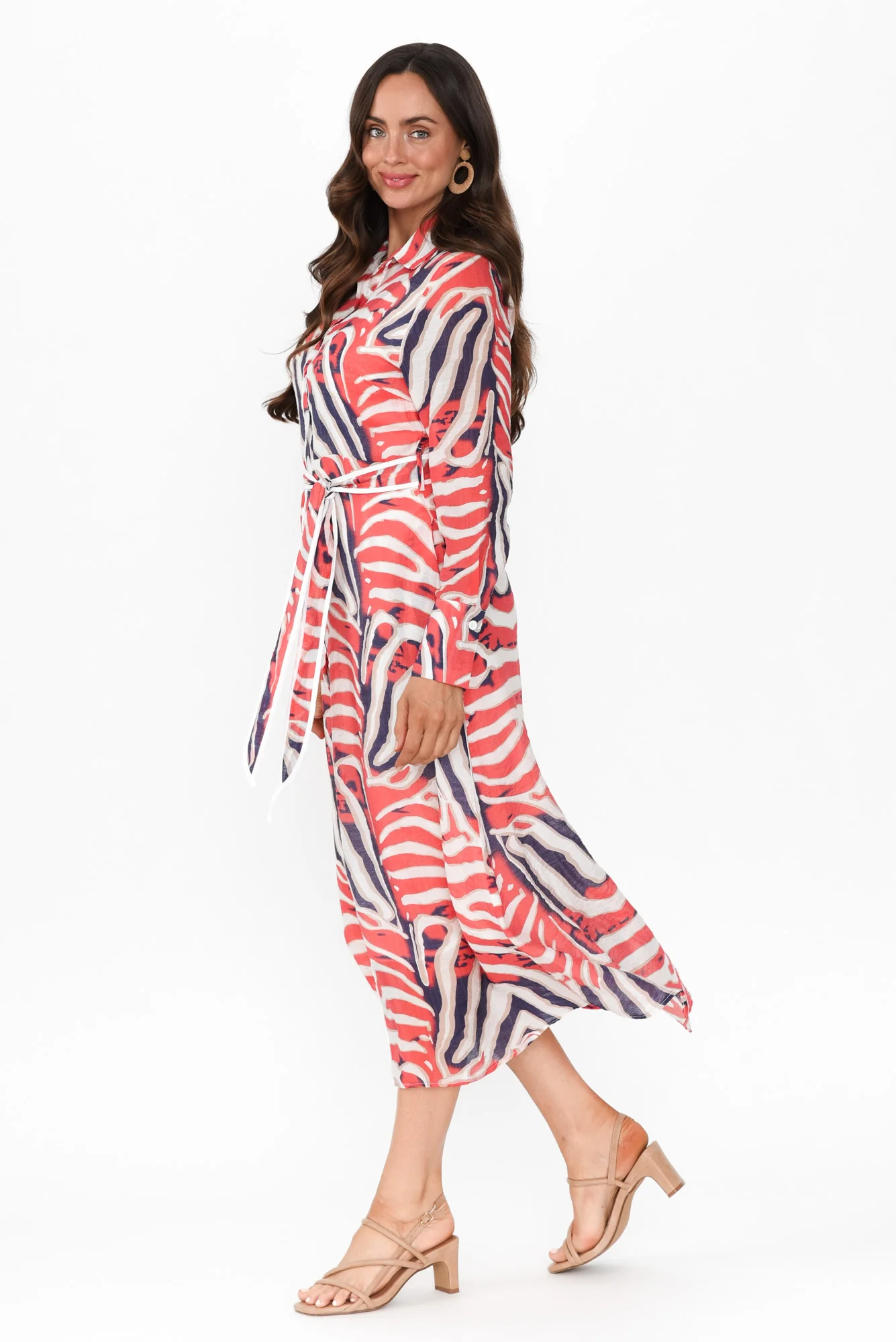 Ganya Orange Animal Cotton Blend Dress