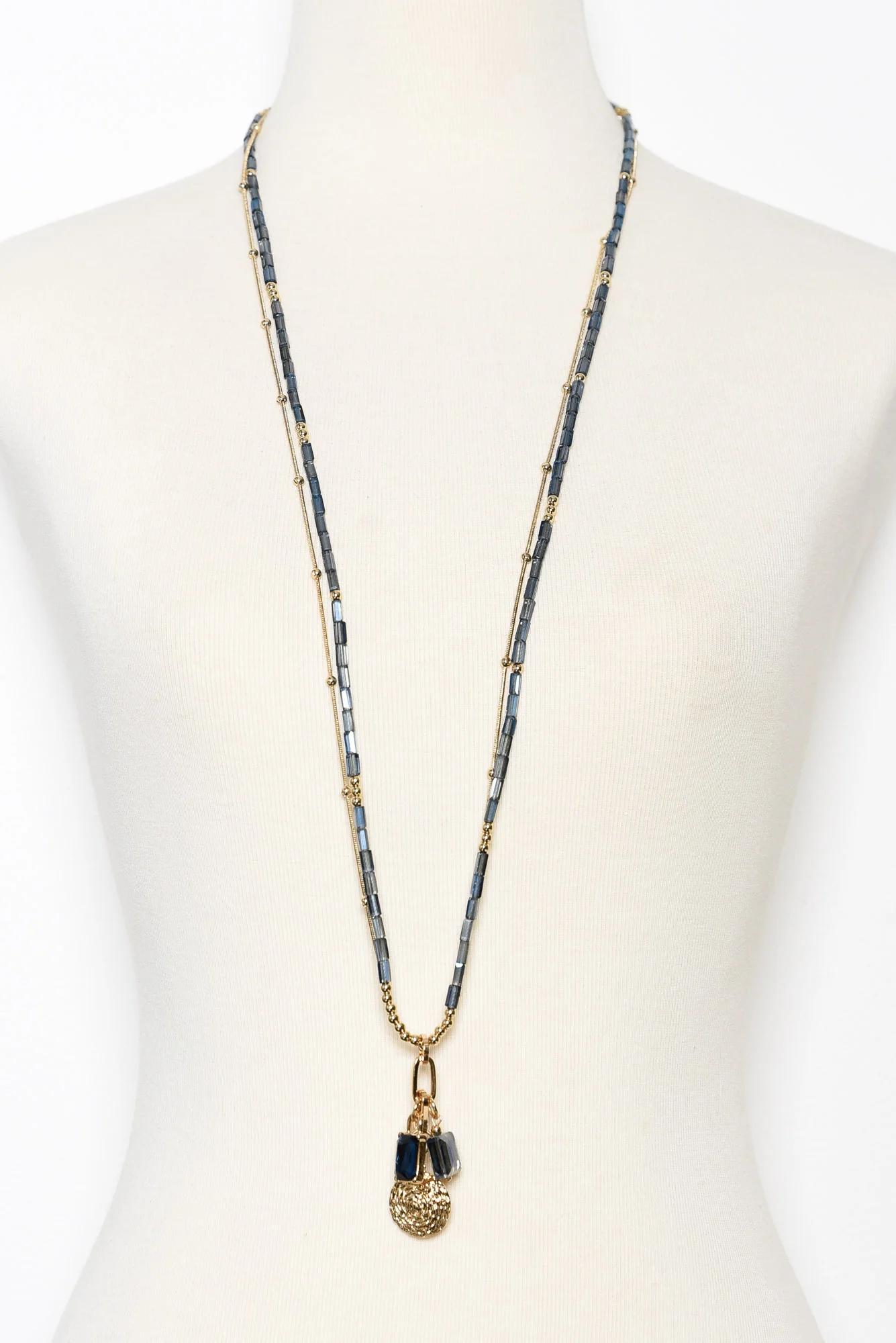Kiva Blue Beaded Pendant Necklace