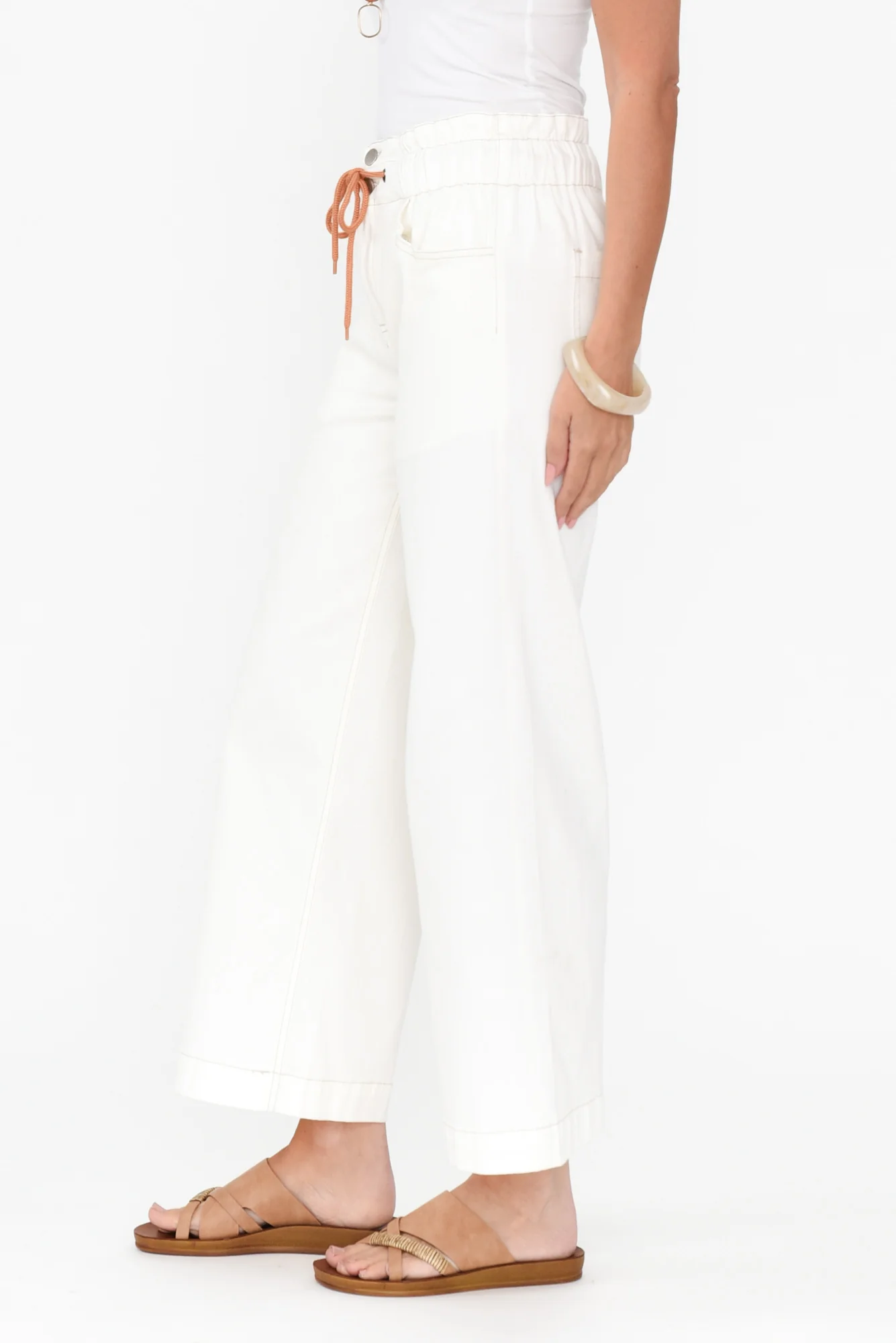Halifax Ivory Denim Wide Leg Pants
