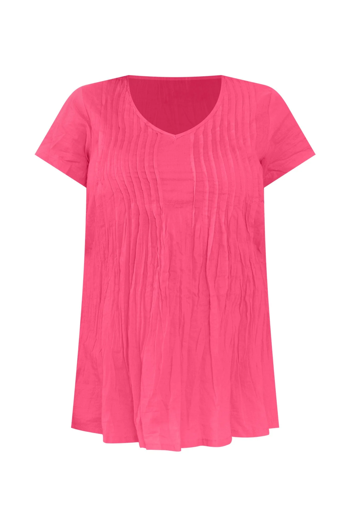 Fia Hot Pink Crinkle Cotton Top