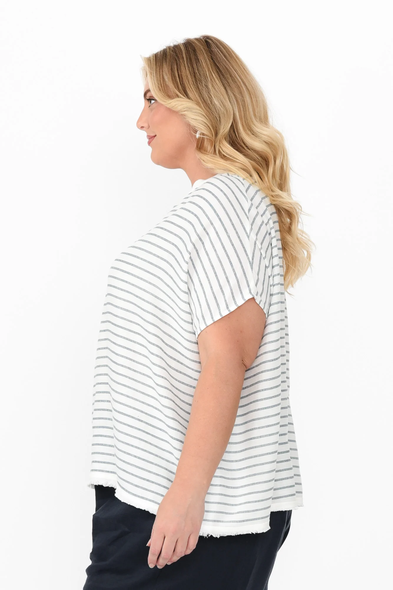 Hanley White Stripe Linen Blend Top
