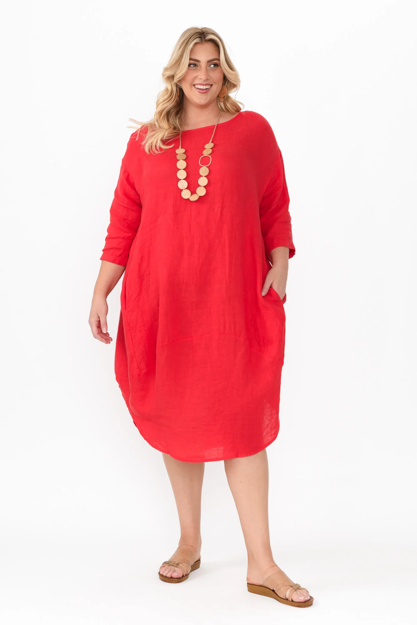 Kana Red Linen Dress