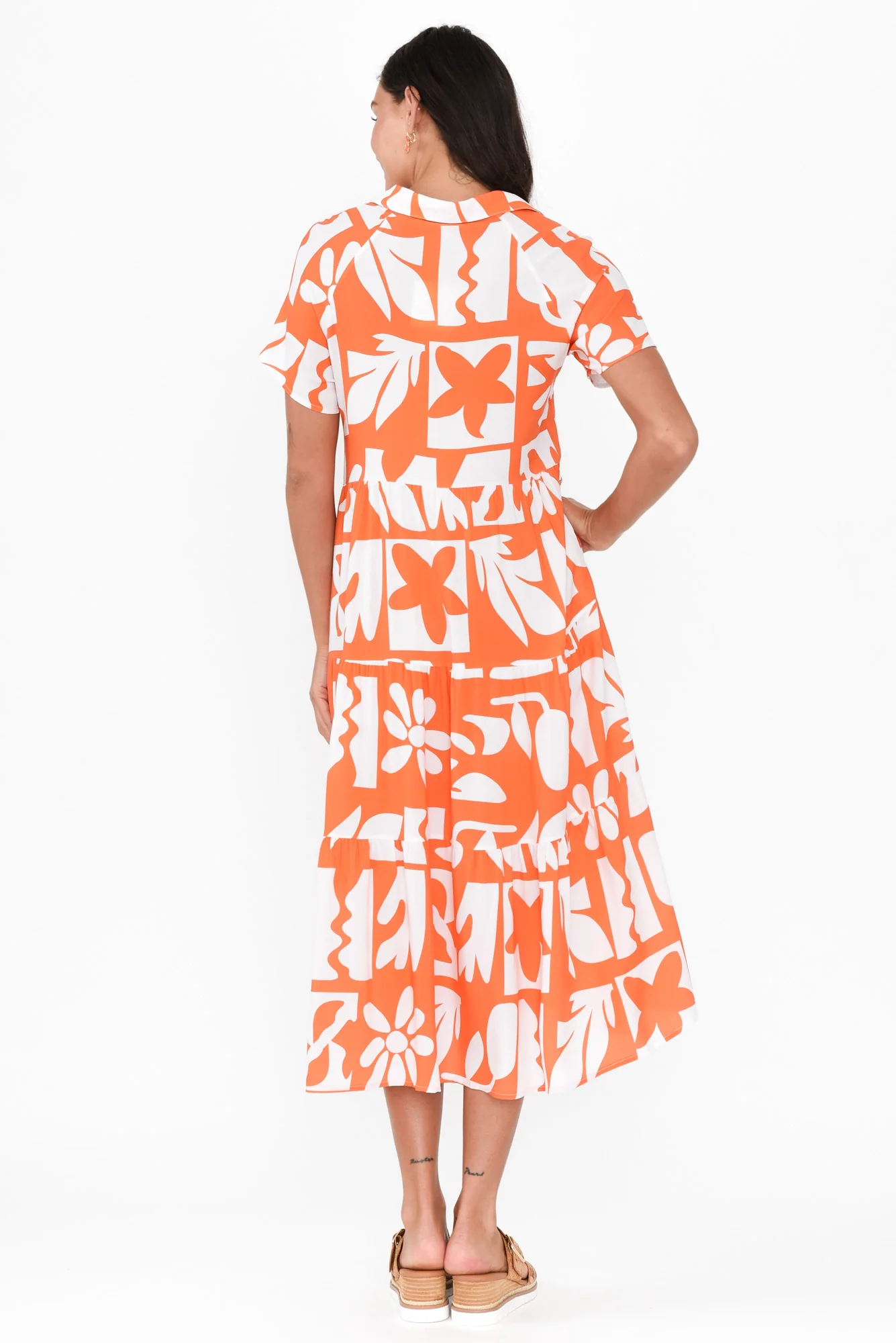 Gabi Orange Tiered Dress