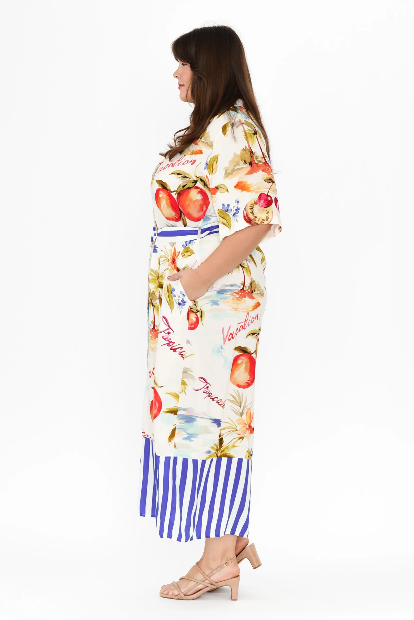 Zaylee White Tropical Shirt Dress