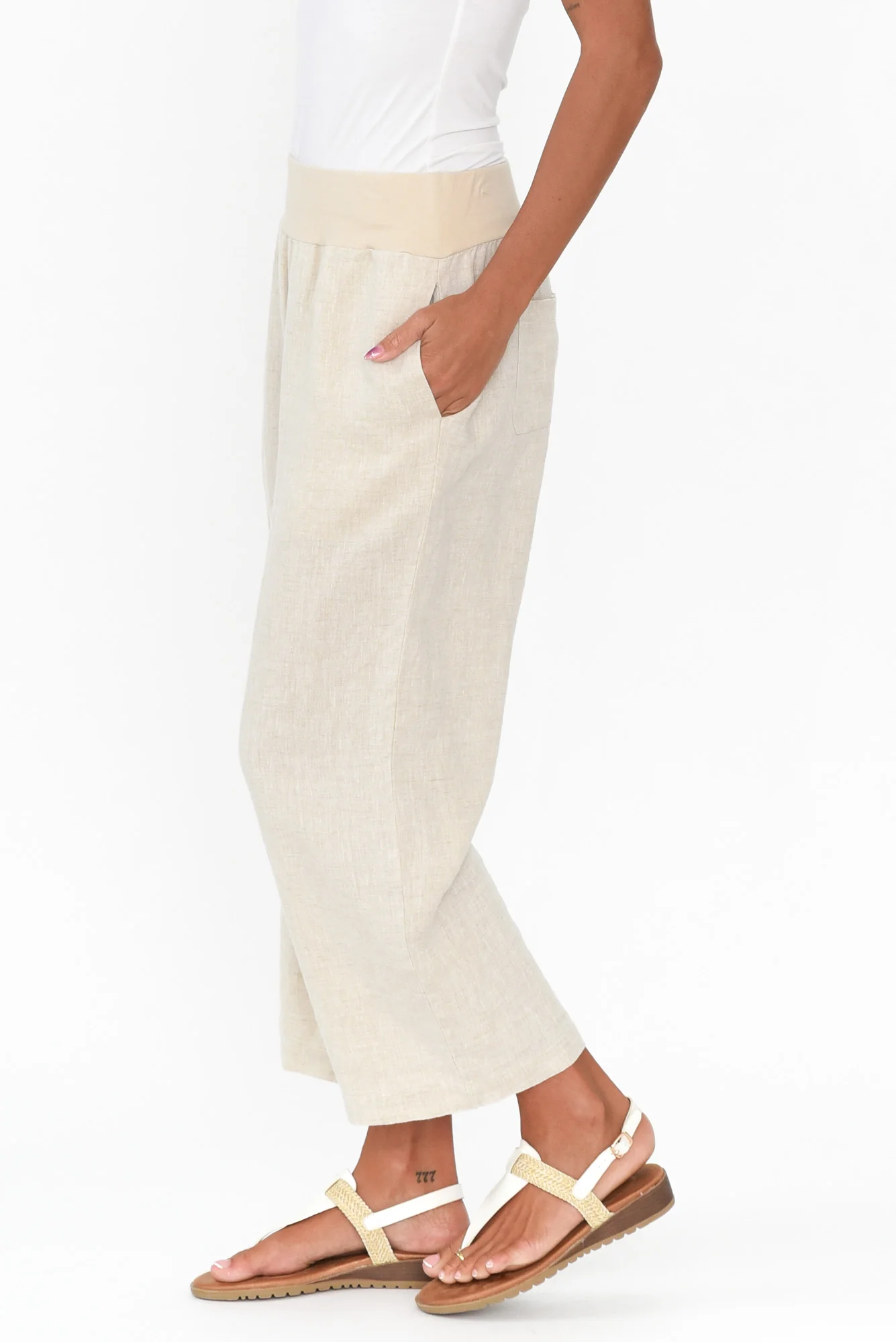 Griffin Natural Linen Wide Leg Pants