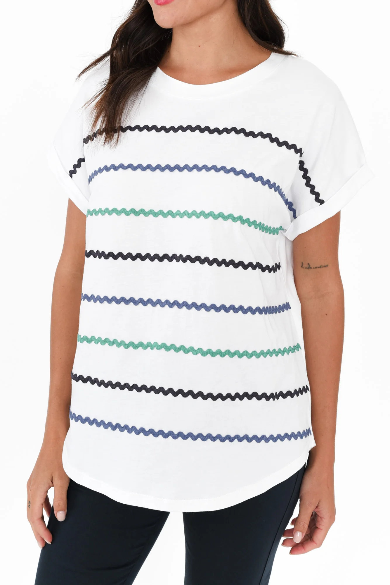 Sunny White Stripe Cotton Tee