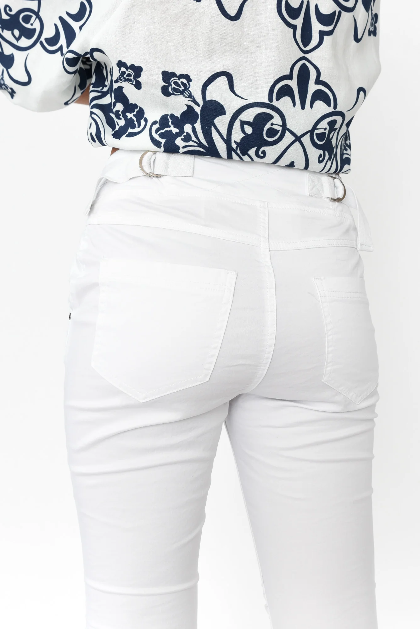 Ida White Cotton Stretch Pants