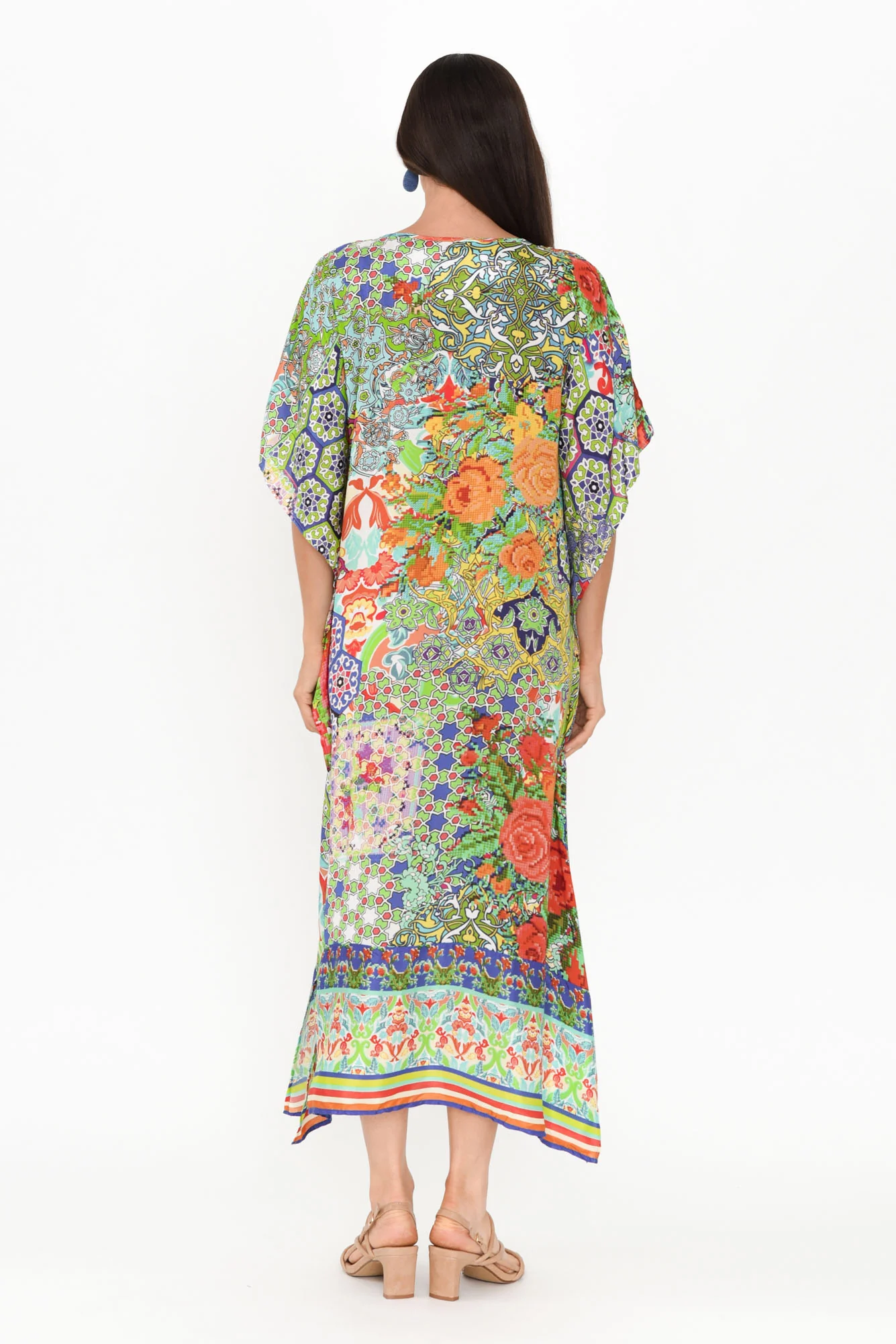 Melita Green Mosaic Kaftan