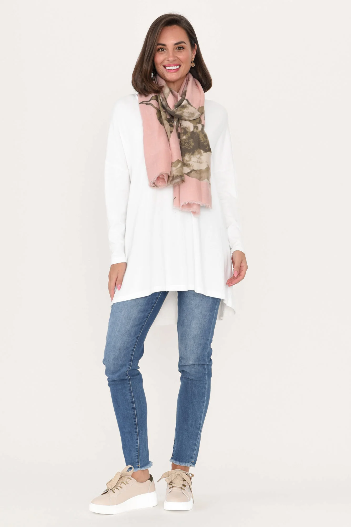Piper White V Neck Knit Jumper