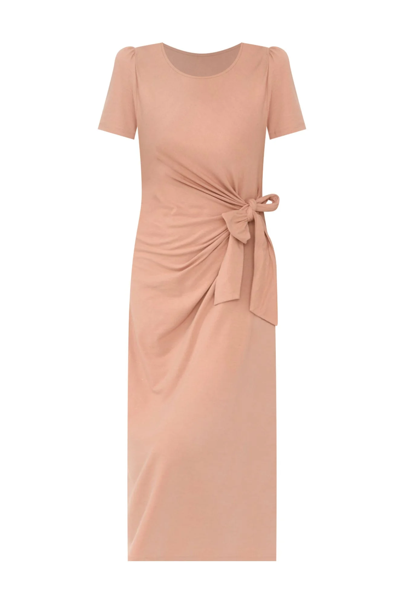Kitt Beige Cotton Stretch Tie Dress