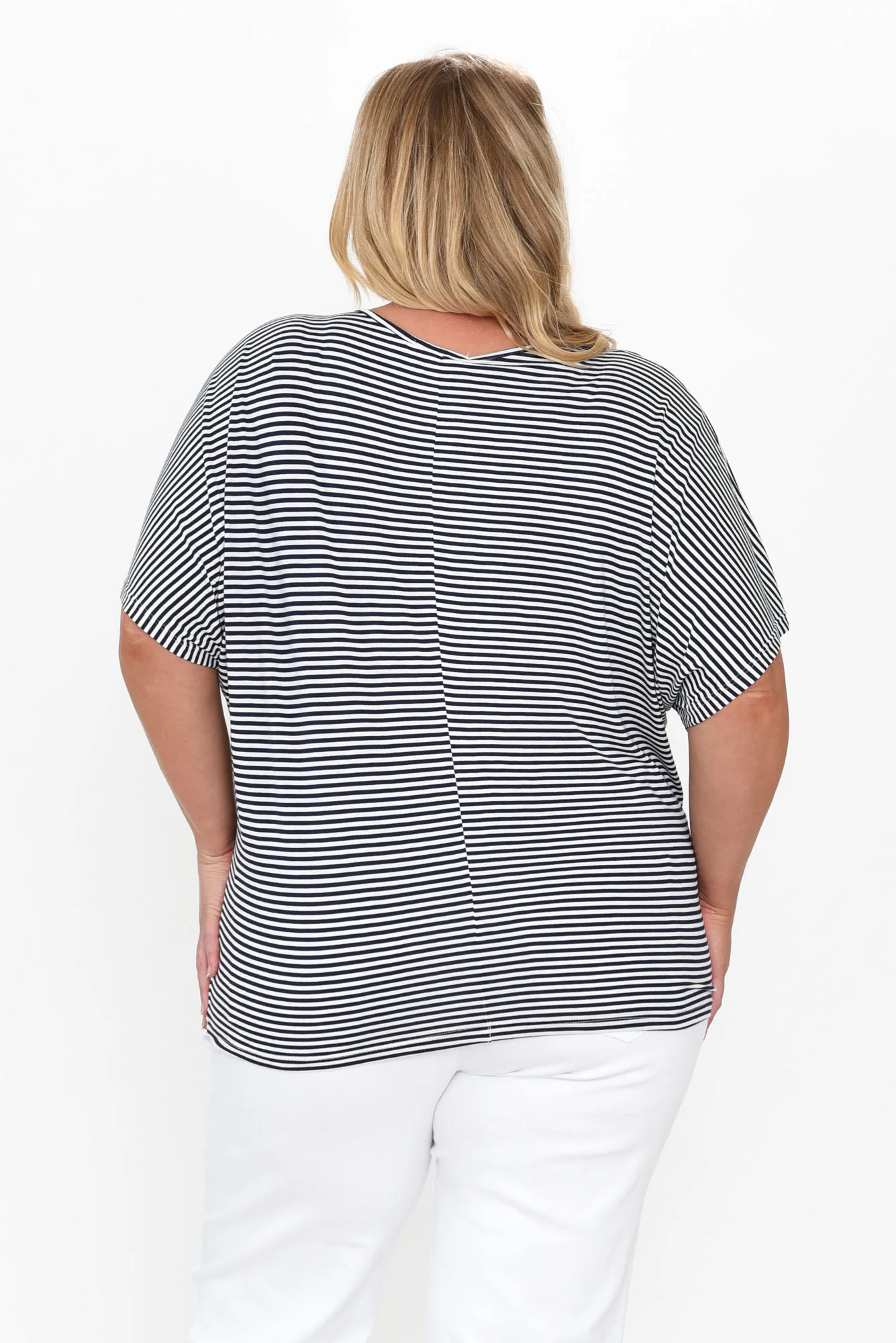 Navy and White Stripe Maui Tee
