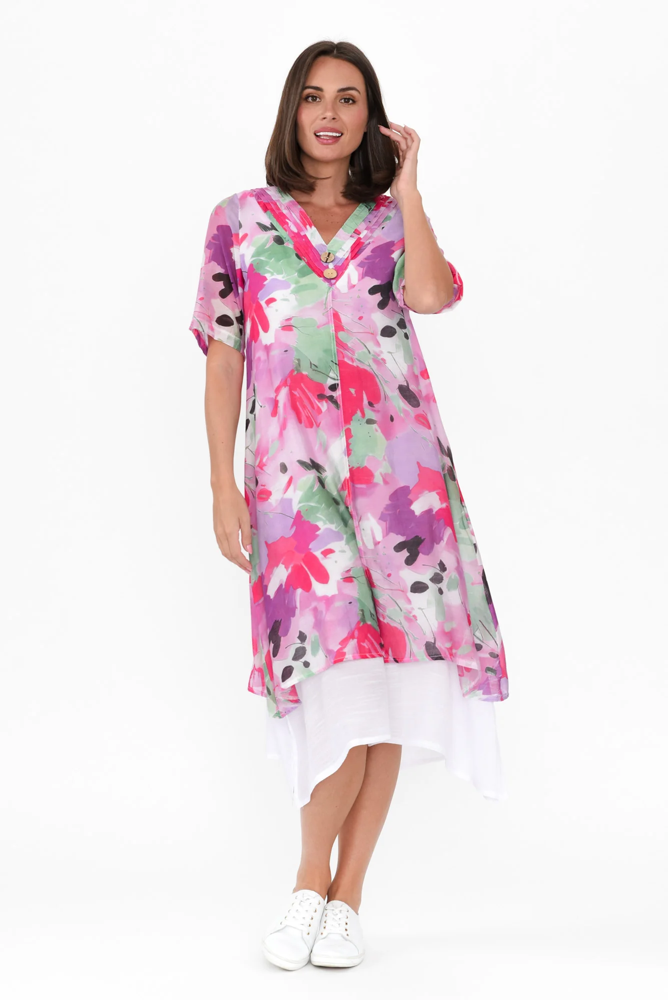 Nala Pink Floral Layers Dress