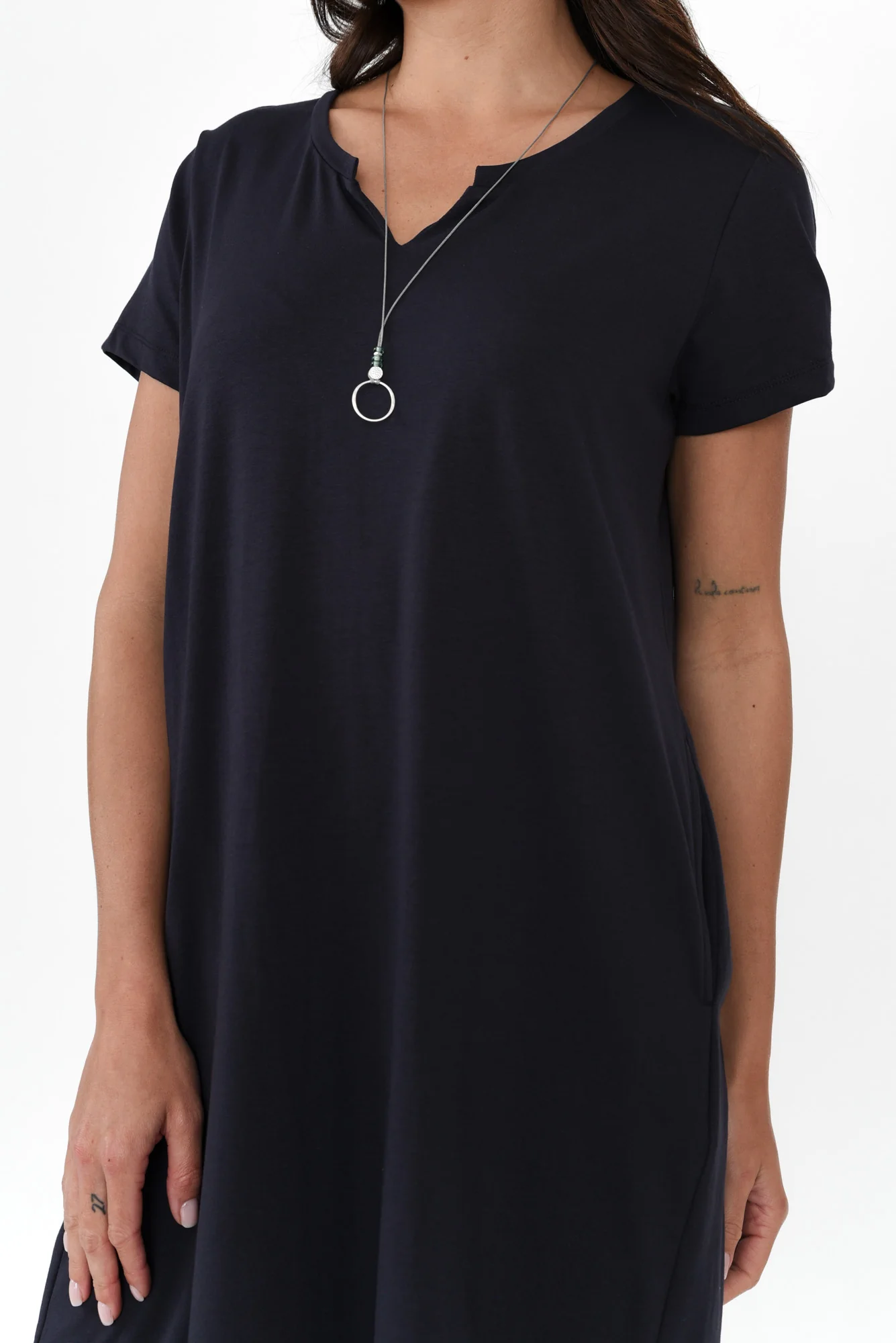 Mandy Navy Cotton Tee Dress