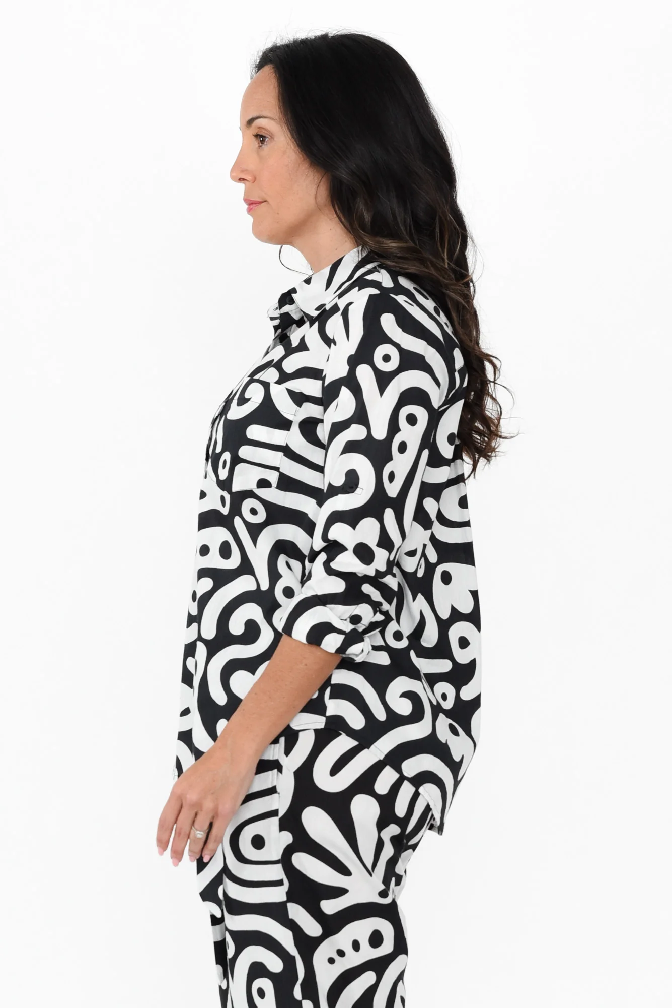 Vale Black Geo Cotton Shirt