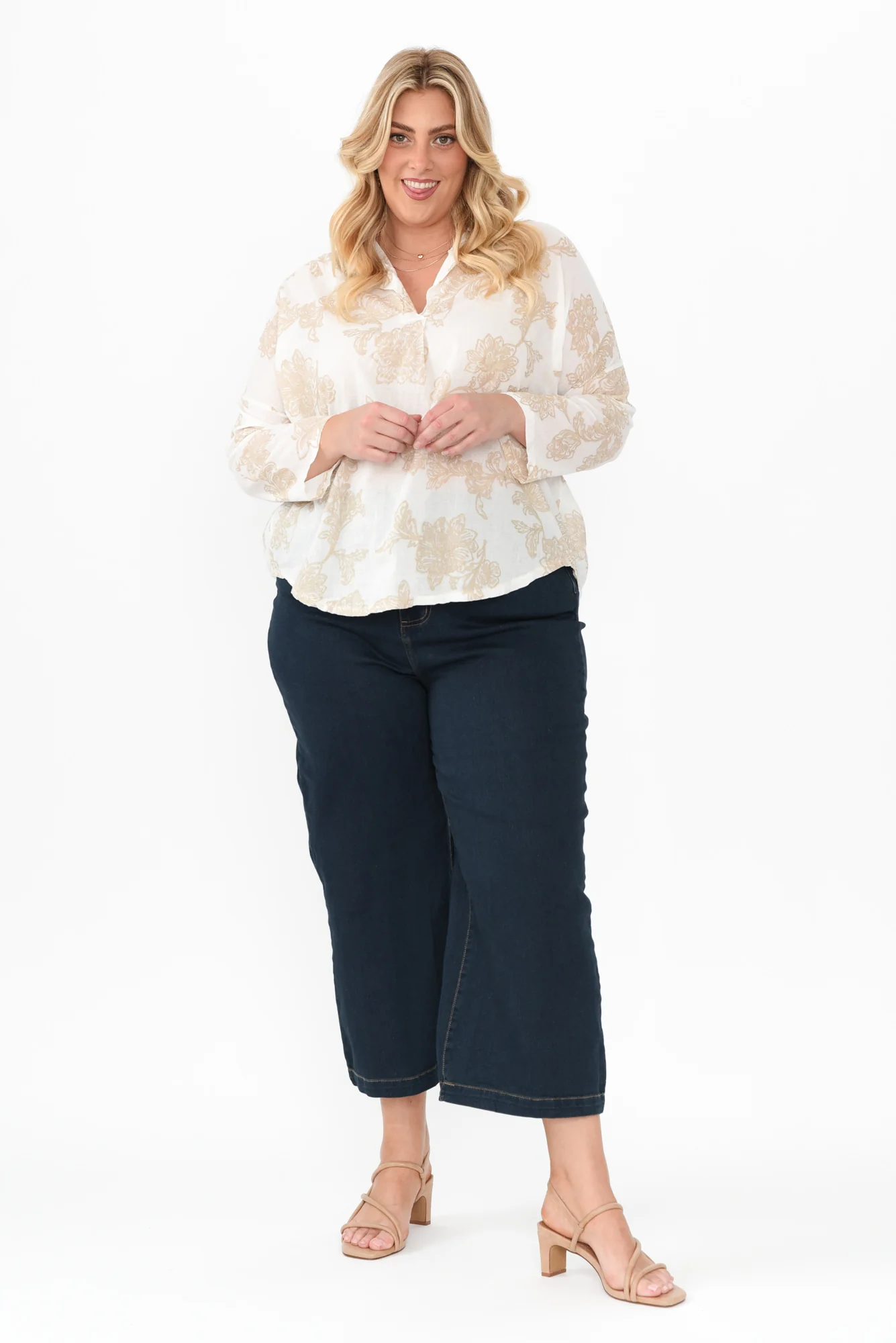 Philly Cream Floral Cotton Top