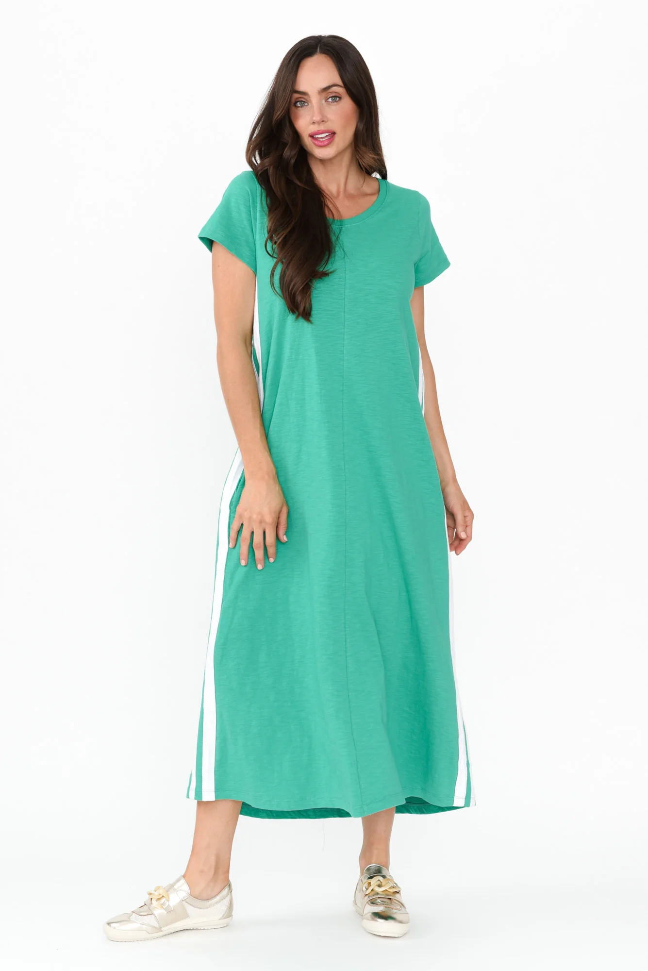 Recovery Green Trim Cotton Dress