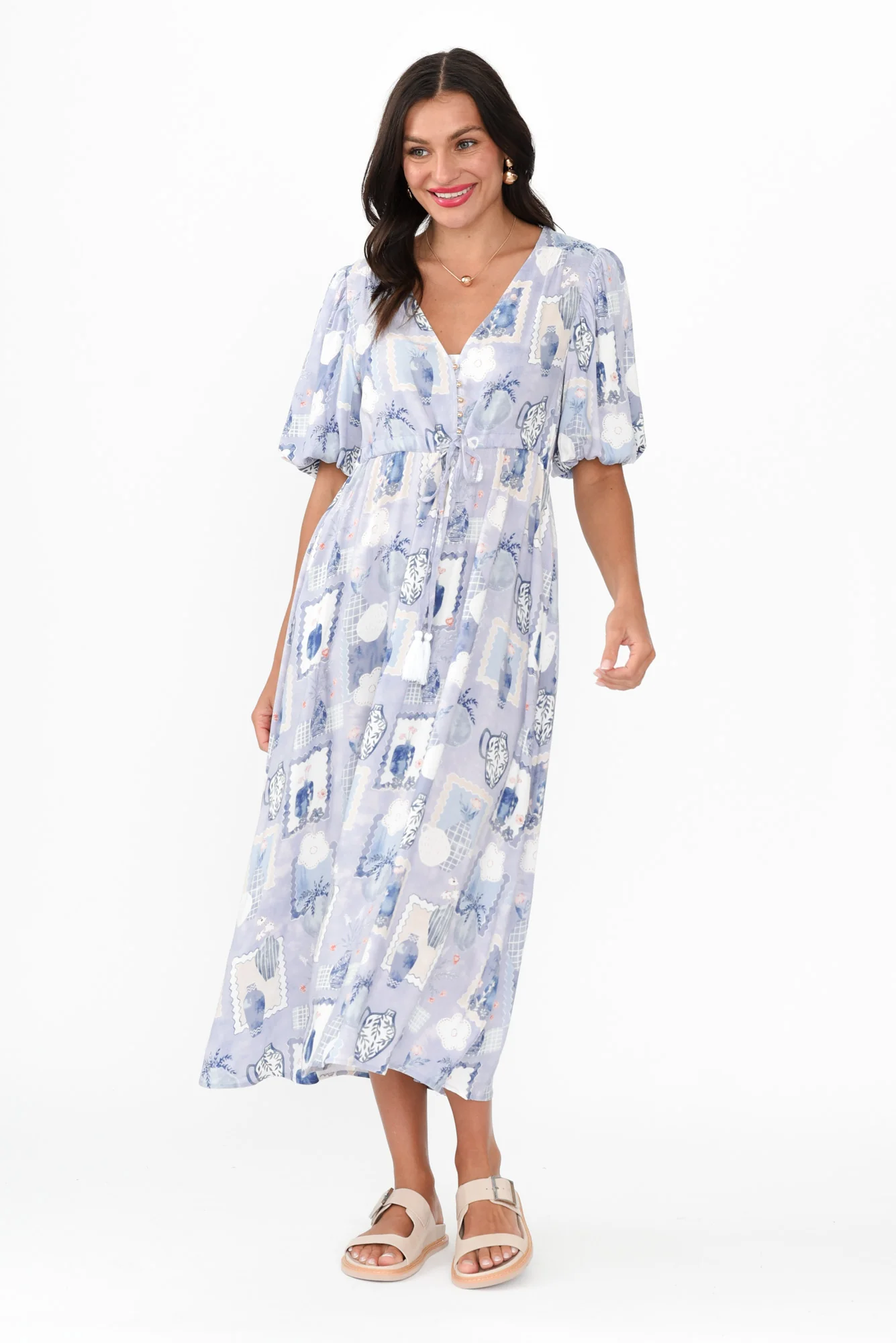 Mitzi Blue Tile Tie Dress
