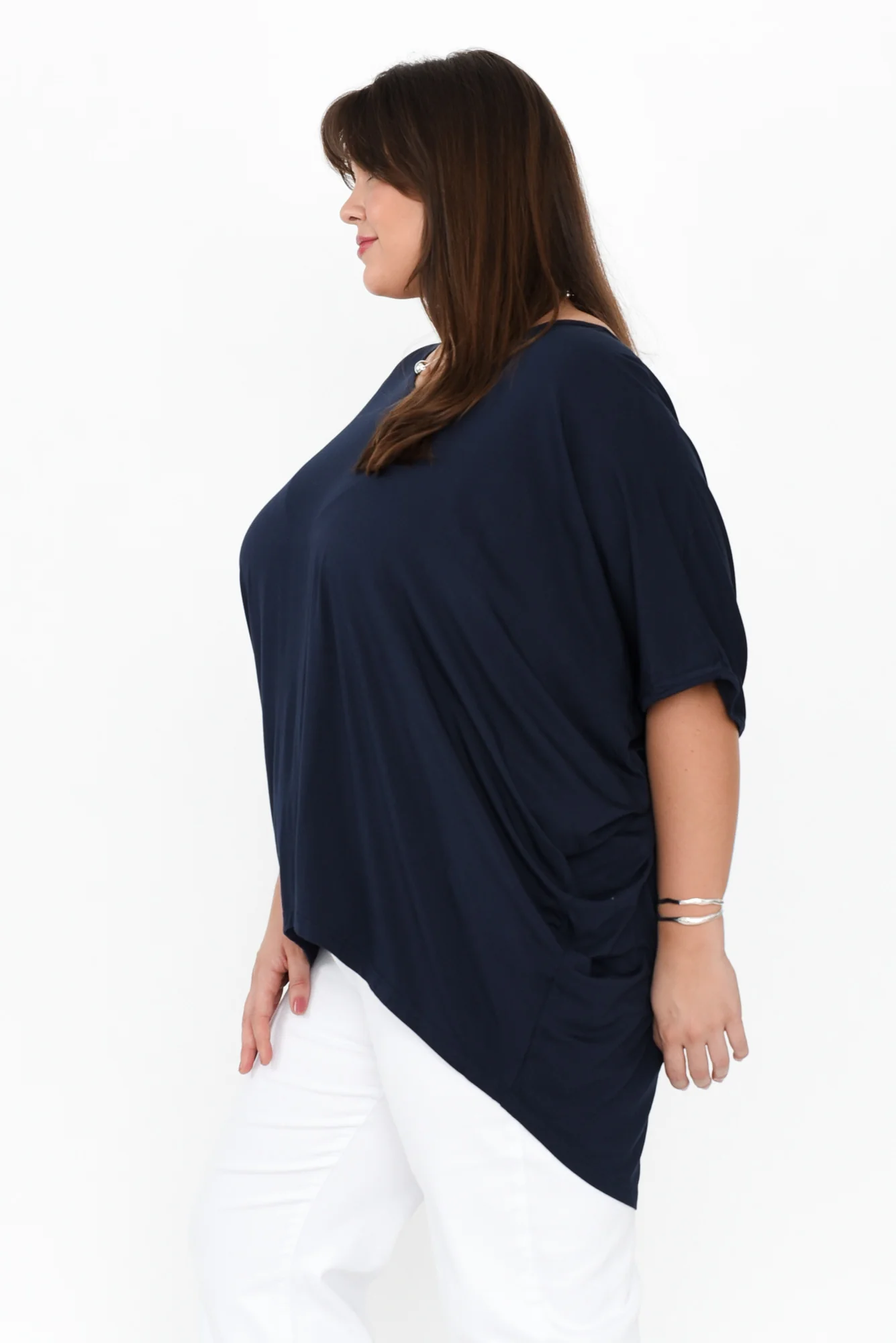 Emory Navy Bamboo Hi Lo Batwing Top